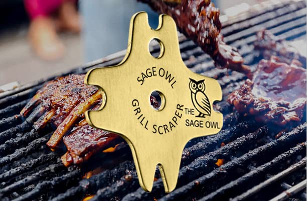 Sage Owl Bristle-Free Brass BBQ Grill Scraper with 21.5