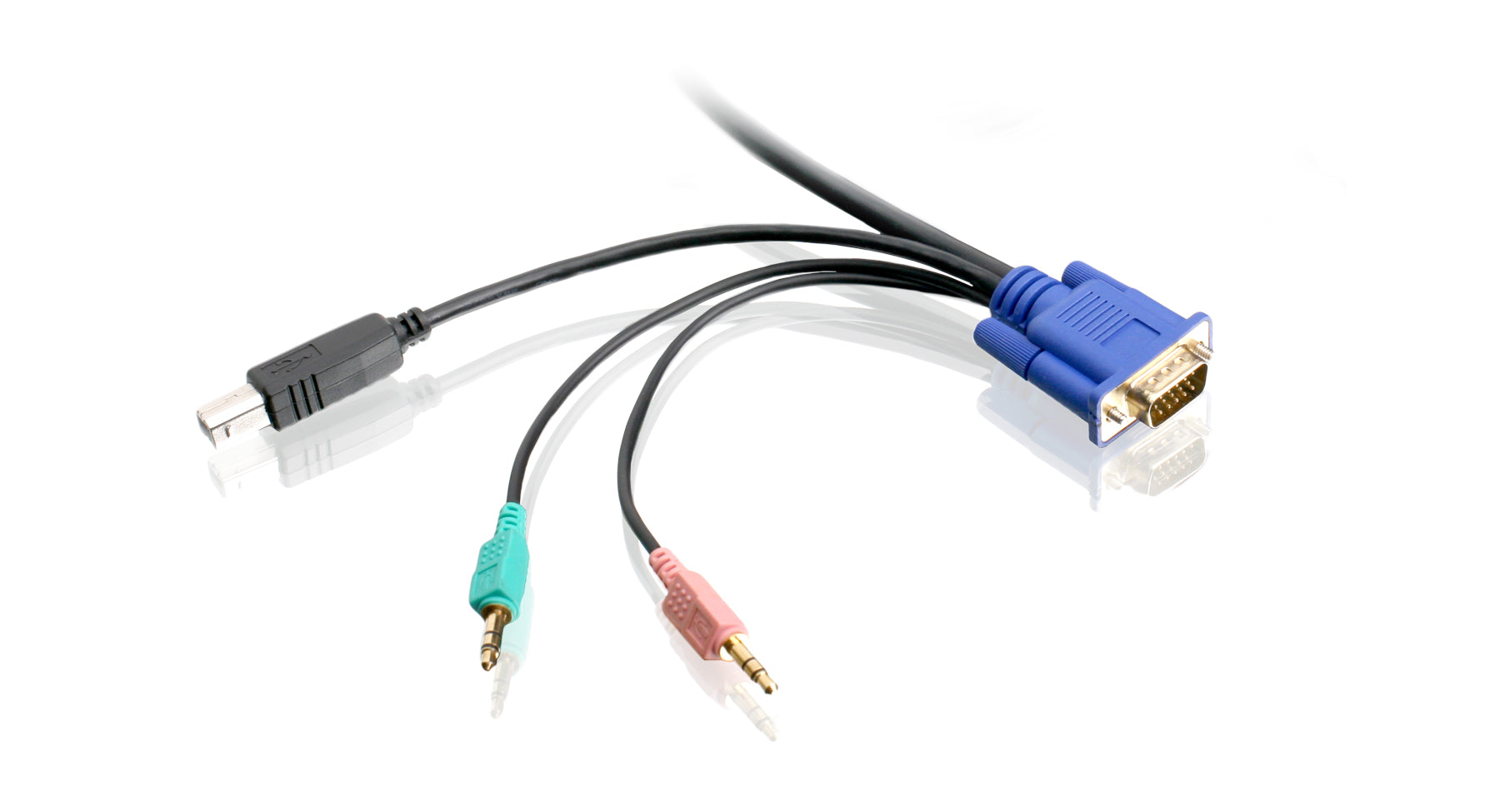 6 ft USB VGA KVM Cable with Speaker and Mic - High Speed 4-Port Switch for PC, Laptop, Monitor - Ideal for Home Office, Gaming & Multi-Device Setup