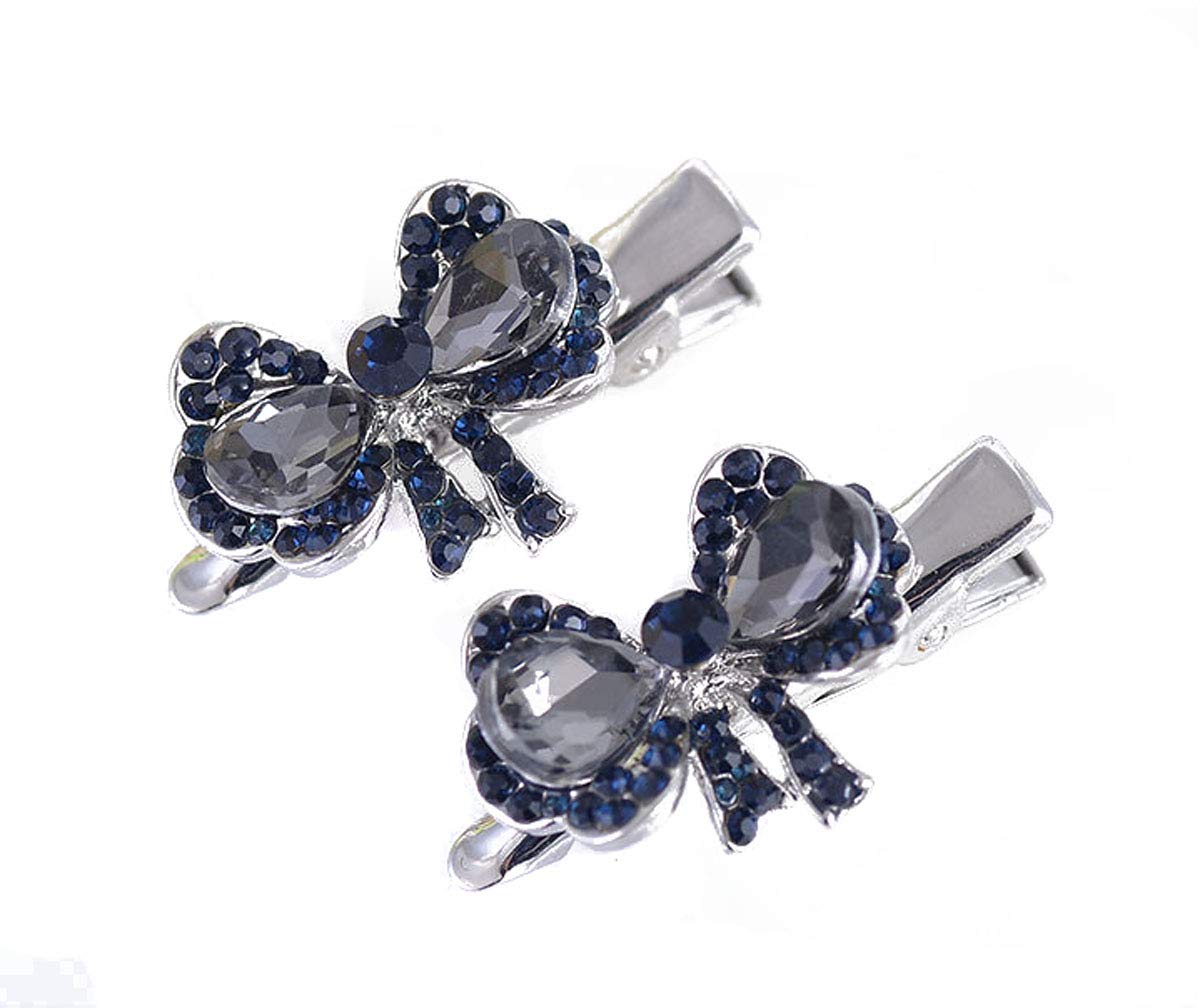 2PCS Women's Alligator Hair Clips with Rhinestones - Fashion Metal Mini Duckbill Hairpins for Women & Girls - Perfect for Parties, Weddings & Daily Hair Styling