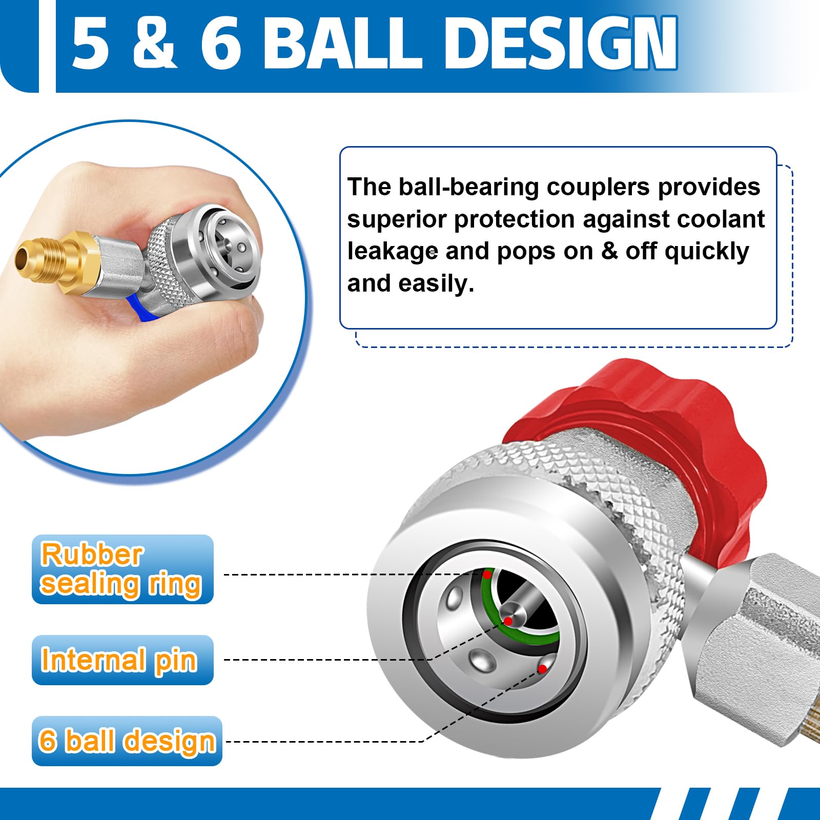 Boltigen R134a to R1234yf Quick Coupler Adapter Kit - AC Refrigerant System Conversion Connector for Car A/C Charging Hose Fitting - Perfect for Auto Repair Shops & DIY Vehicle Maintenance