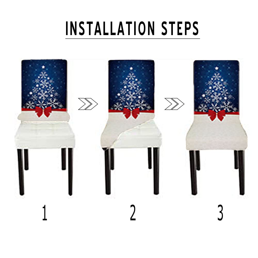 XMNTG Christmas Chair Covers for Dining Room - Printed Stretchable Washable Non-Slip Furniture Protectors (Set of 4, Yellow) - Perfect Holiday Decor for Kitchen, Party & Festive Gatherings