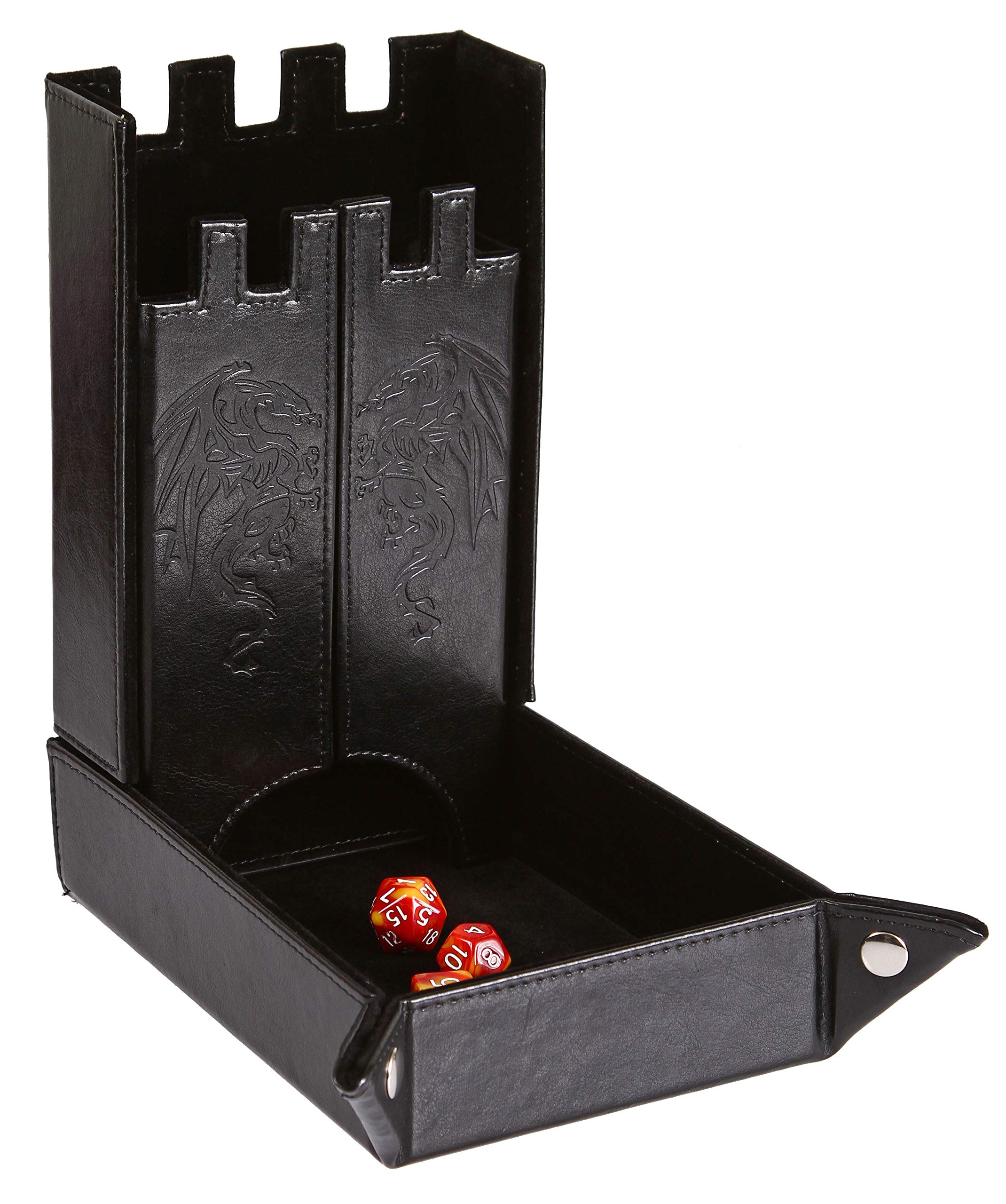 Forged Dice Co. Draco Castle Foldable Dice Tray & Dice Tower Set - Portable DND Accessories for Dungeons & Dragons, RPG, Tabletop Games - Perfect for Game Nights, Travel & Organized Play