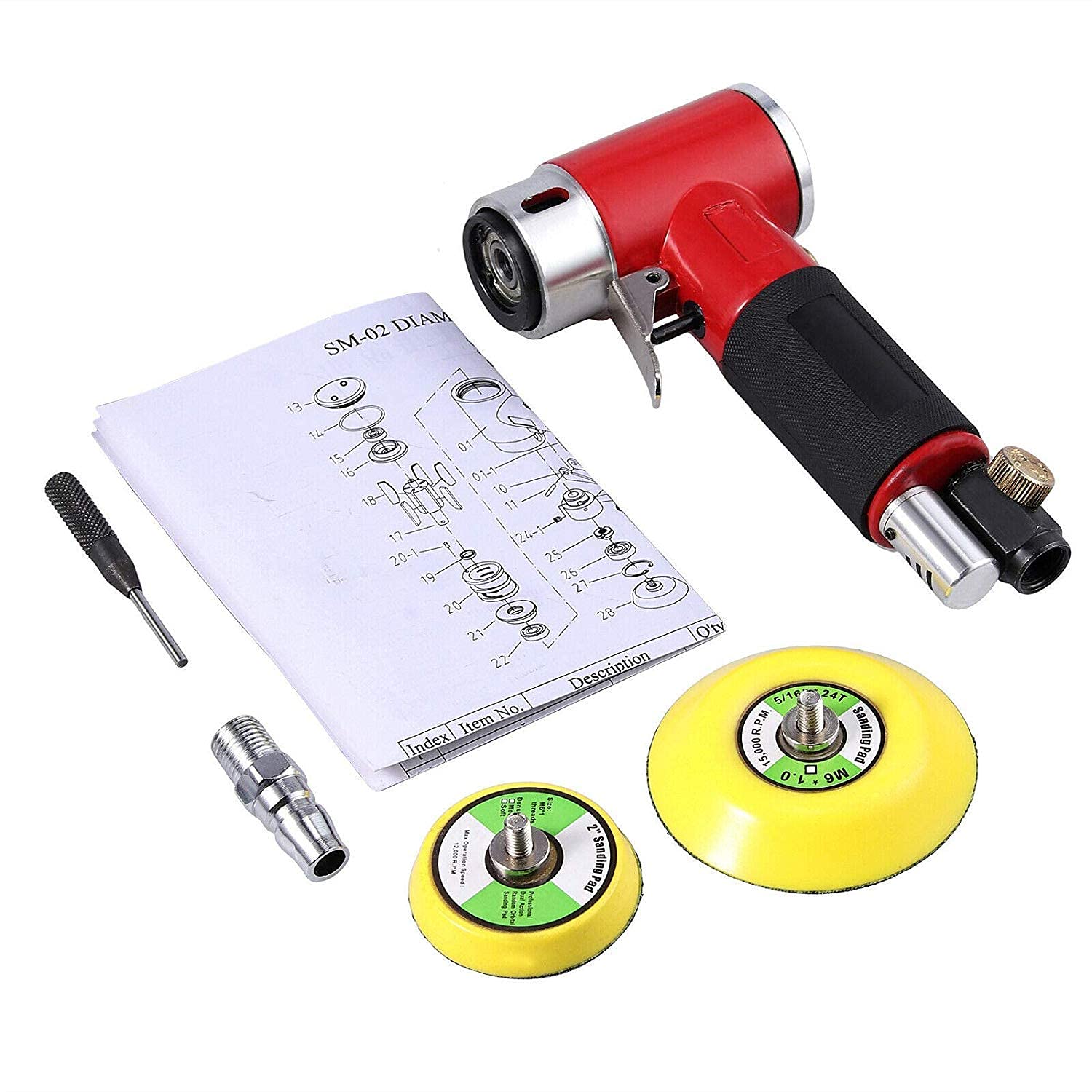 Orbital Air Sander - Pneumatic Dual Action Polisher & Angle Sander for Auto Body Sanding, Woodworking, Metal Finishing | Perfect for Car Detailing, Furniture Restoration & DIY Projects
