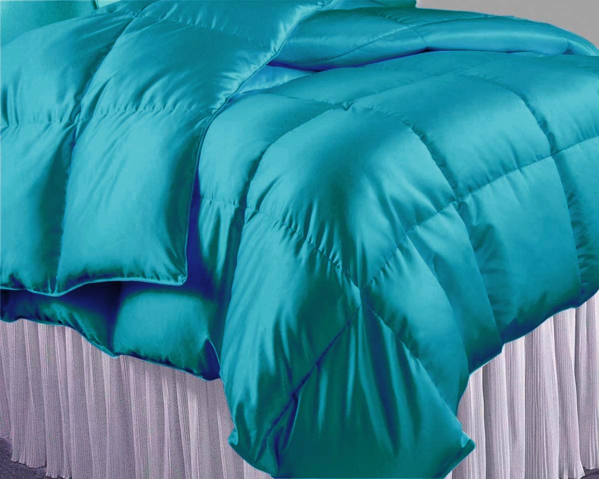 Premium 500 GSM Satin Teal Blue King Size Comforter Set - 3 Piece (Comforter + 2 Pillowcases) for Luxurious Bedroom Decor - Perfect for Master Bedrooms & Guest Rooms