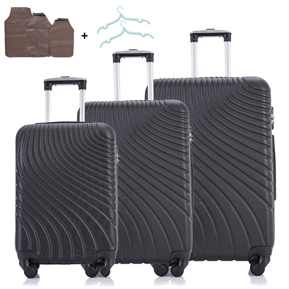 Fridtrip 4-Piece Hardshell Luggage Set with Spinner Wheels - 3 ABS Suitcases (Black) | Perfect for Air Travel, Business Trips & Family Vacations