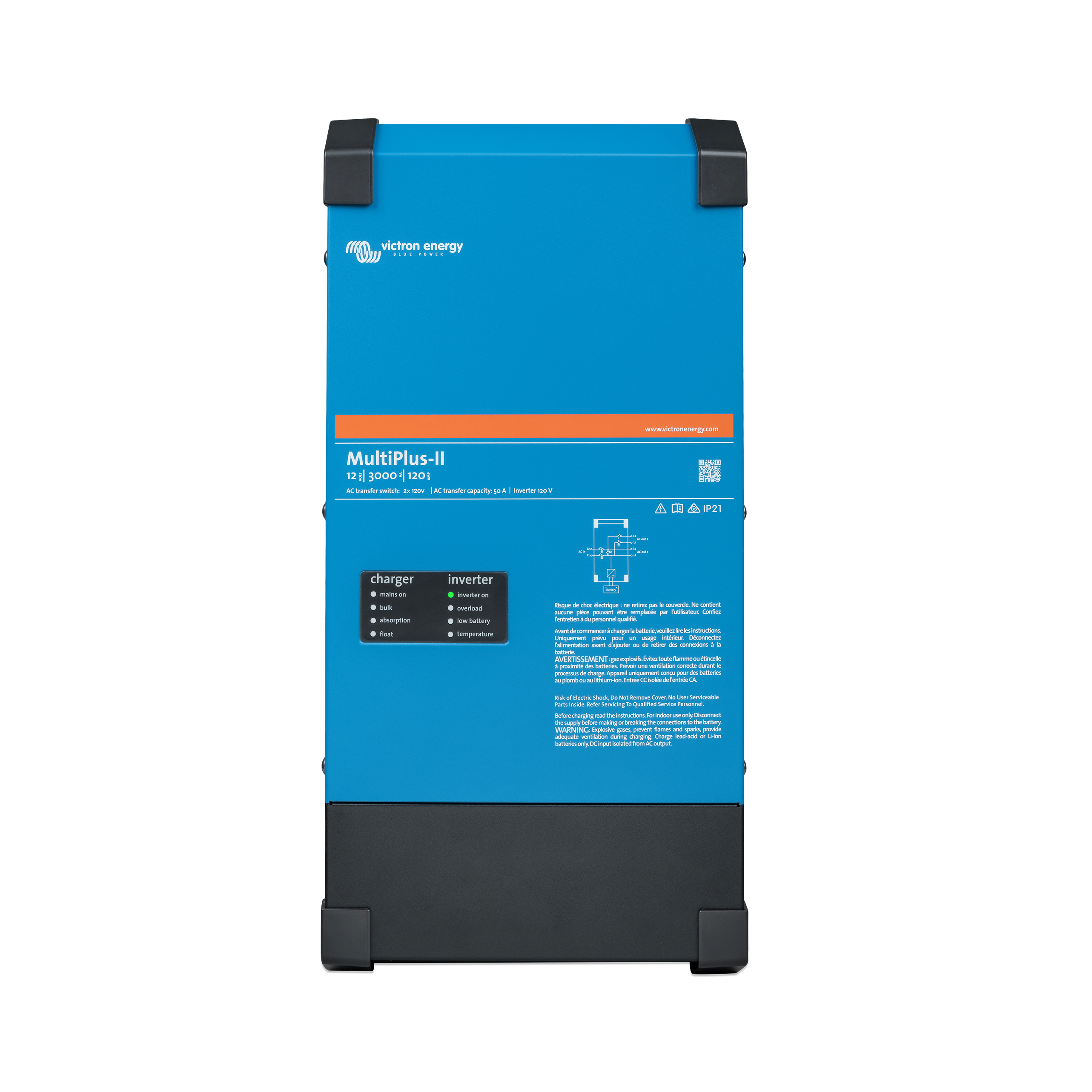 Victron Energy MultiPlus II 24V 3000VA 70A Inverter/Charger - 2x120V Output | PMP242305130 | Perfect for RVs, Boats & Off-Grid Solar Power Systems
