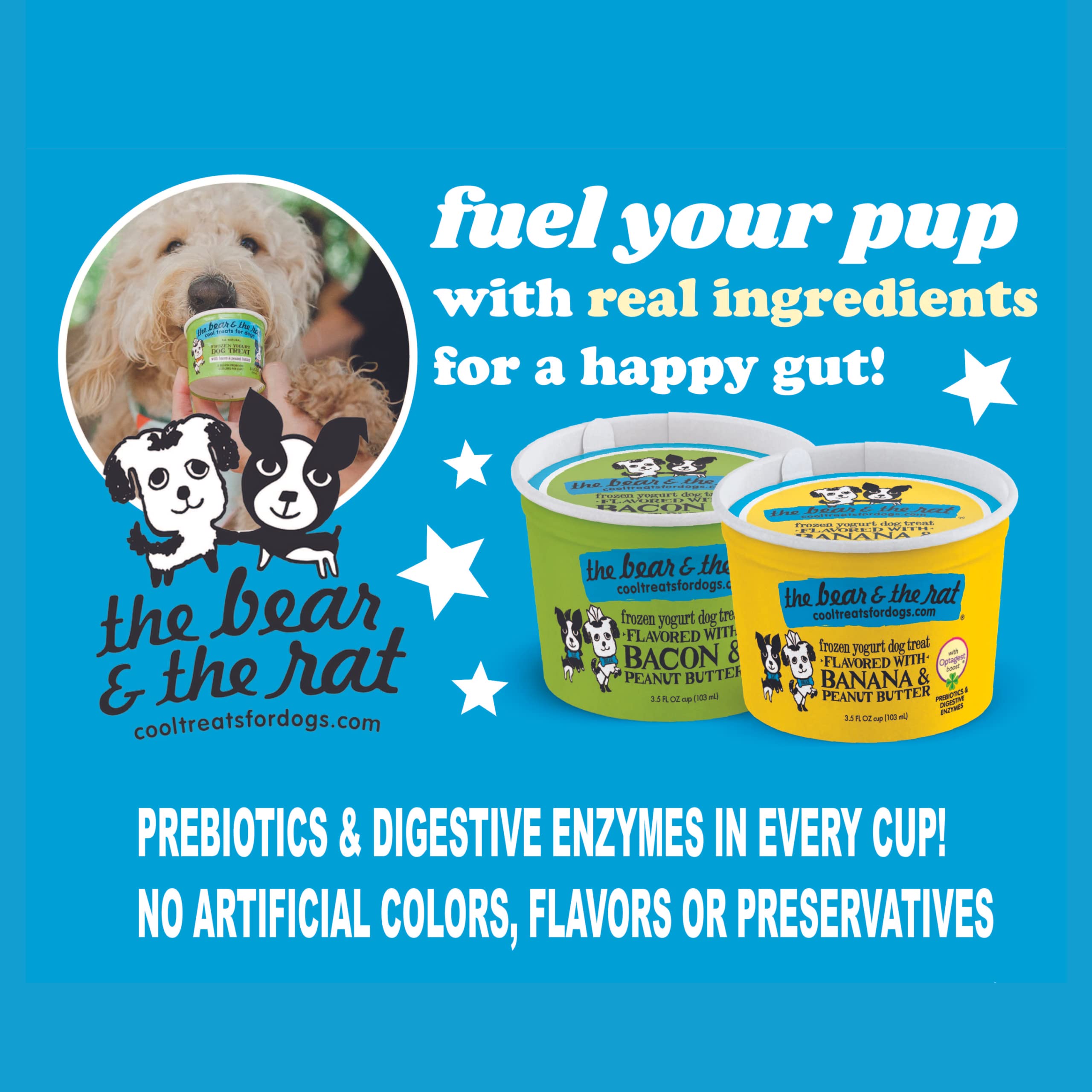 Bacon & Peanut Butter Frozen Dog Treats - Healthy Ice Cream for Puppies to Large Dogs (Pack of 4) | Gut-Friendly Pup Cups | Made in USA by The Bear & The Rat | Perfect for Summer Treats & Dog Birthday Parties