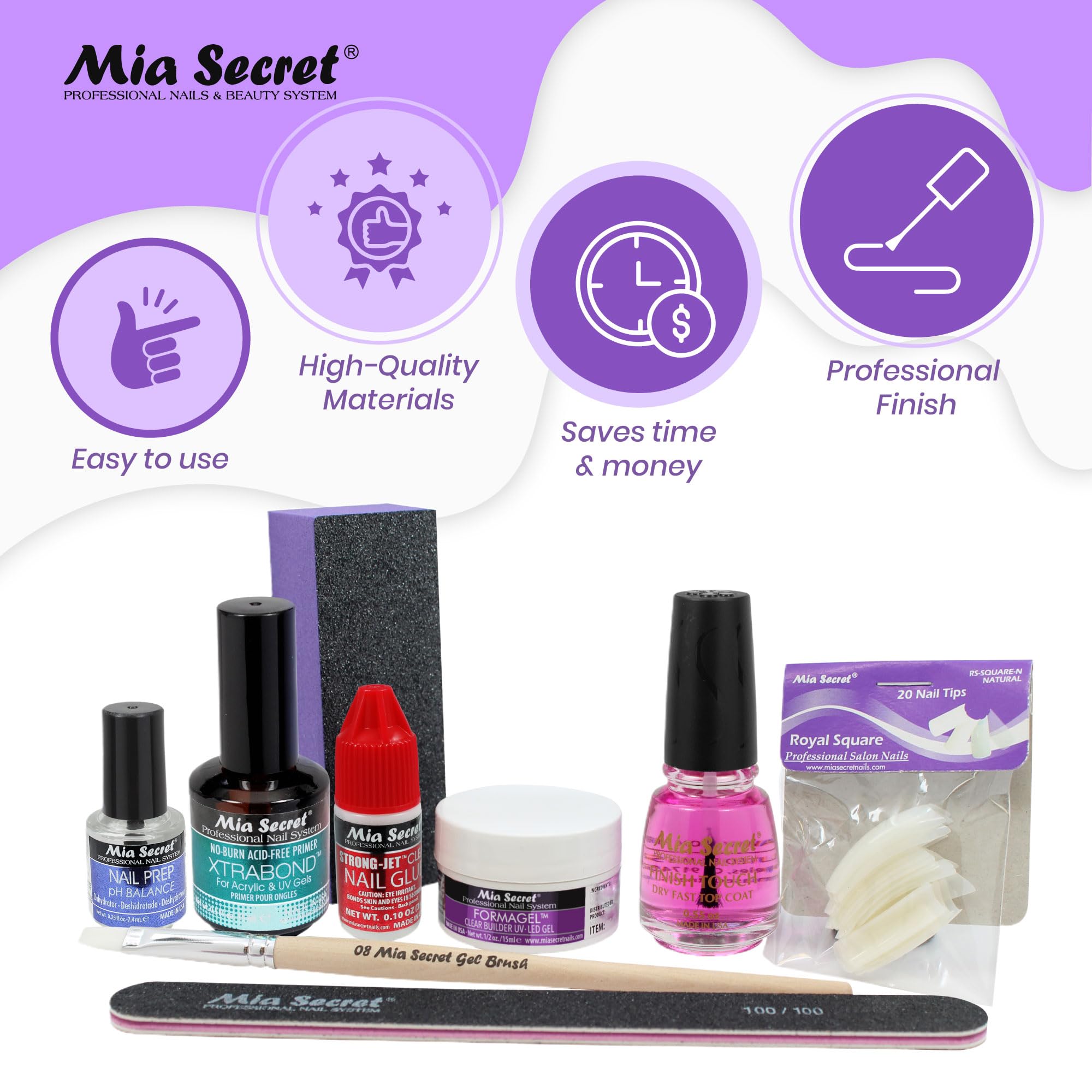 Mia Secret Formagel Builder Gel Kit - Professional Nail Prep, Topcoats, Builder Gel & Nail Files for Strong & Long-Lasting Nails | Perfect for DIY Manicures, Salon Use & Nail Extensions (Clear Kit)