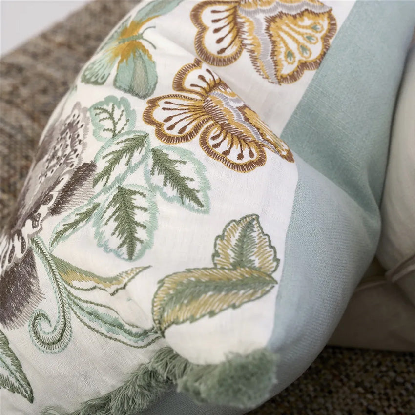 Christian Lacroix Isabella Embroidered Cameo Cushion Cover - Luxury Home Decor Throw Pillow for Sofa, Bedroom & Living Room