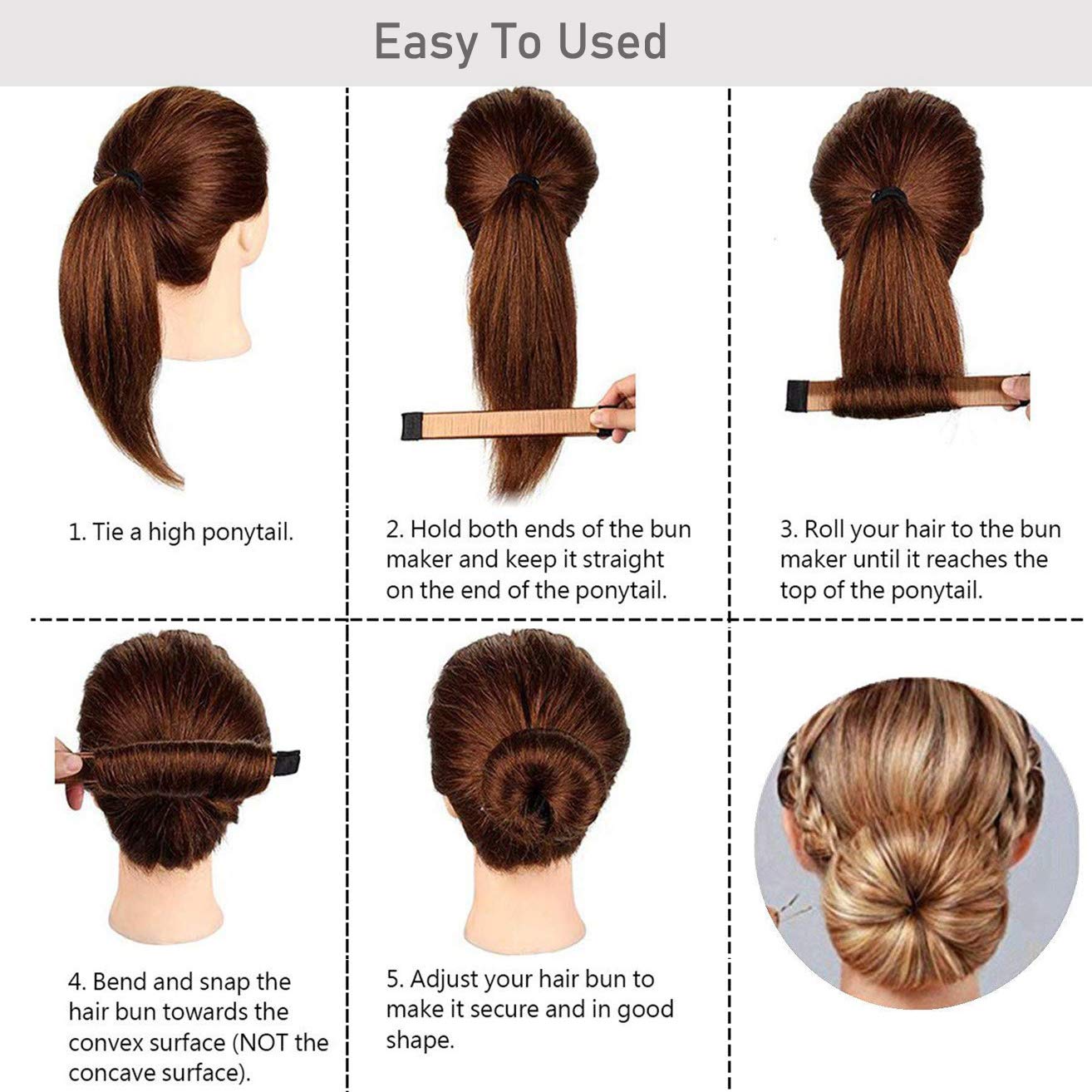 OCHILIMA Professional Hair Bun Maker 3-Piece Set - Black Magic Bun Makers for Perfect Ballet & Ballerina Buns - Easy Snap & Roll Donut Hair Shaper Tool - Great for Dance Performances, Weddings & Everyday Styling