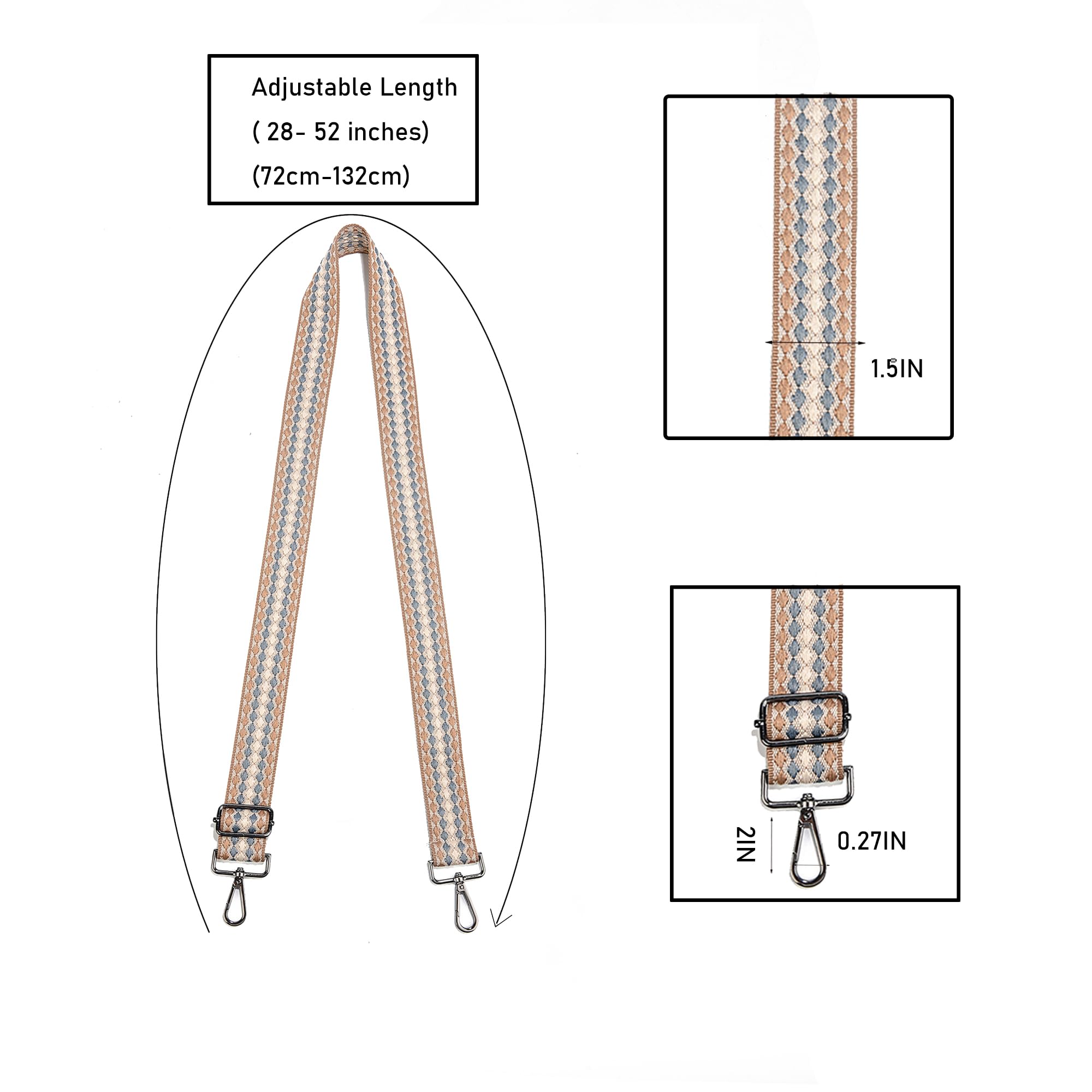 LoZoDo Adjustable Silver Purse Strap - Wide Crossbody Shoulder Bag Replacement Strap for Handbags & Purses | Perfect for Everyday Use, Travel & Fashion Accessories