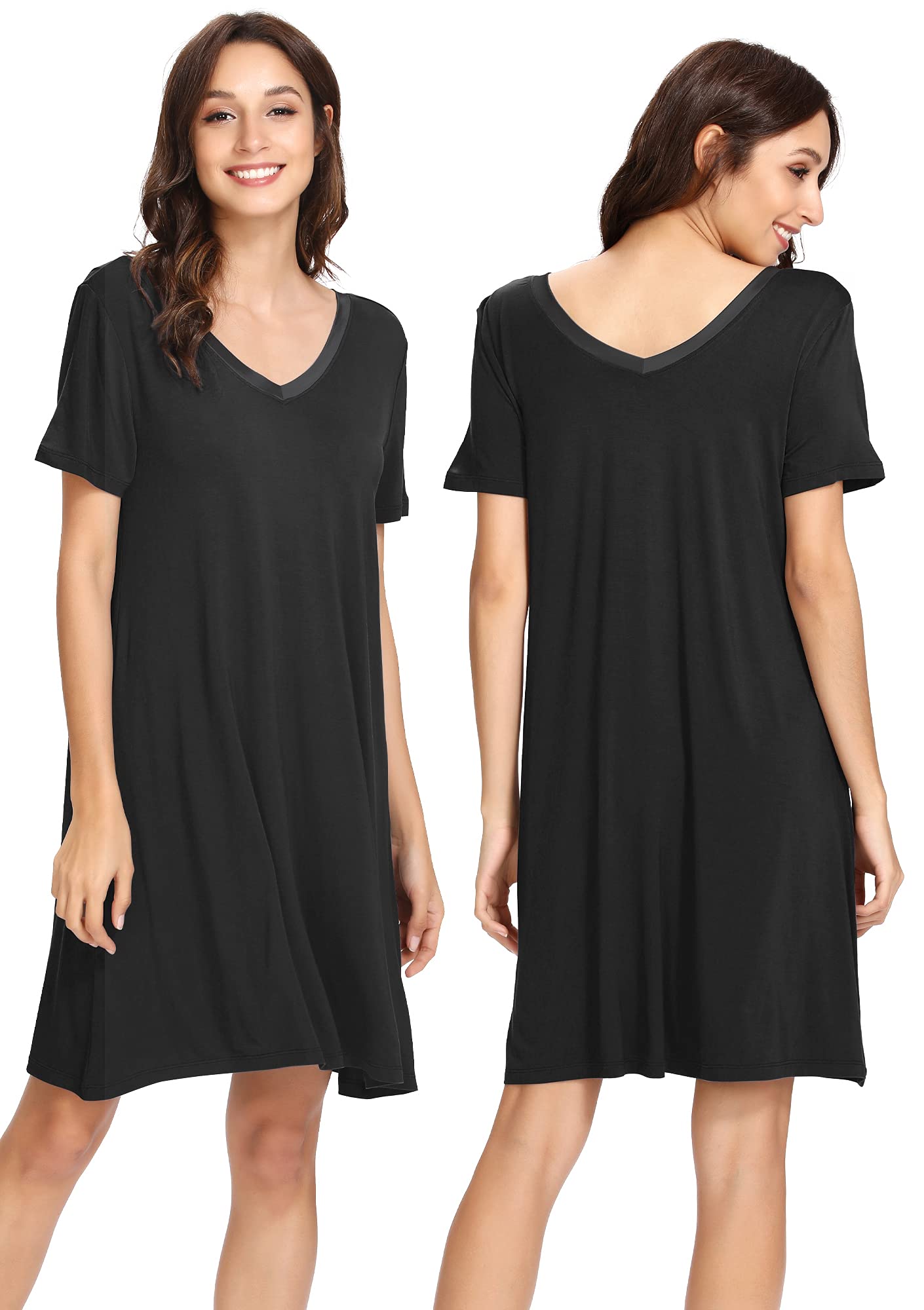 Soft Viscose Bamboo Nightgowns for Women - Comfortable Plus Size Sleep Shirts & Short Sleeve Pajamas (Sizes S-4XL) | Perfect for Relaxing at Home, Lounging & Overnight Stays