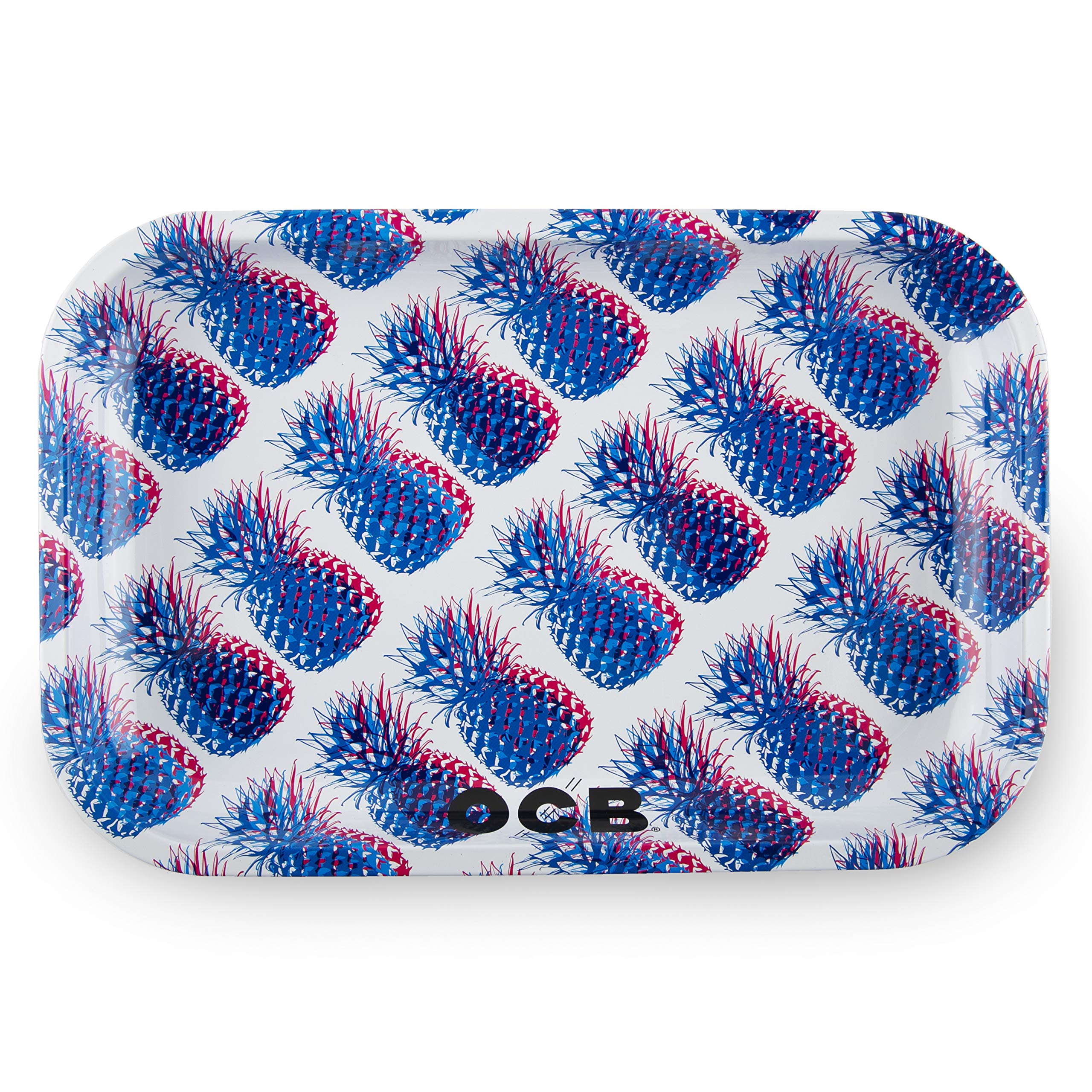 OCB Premium Metal Rolling Tray - Pineapple Design - Medium Size for Herbs & Rolling Papers - Perfect for Smoking Accessories & Cannabis Enthusiasts