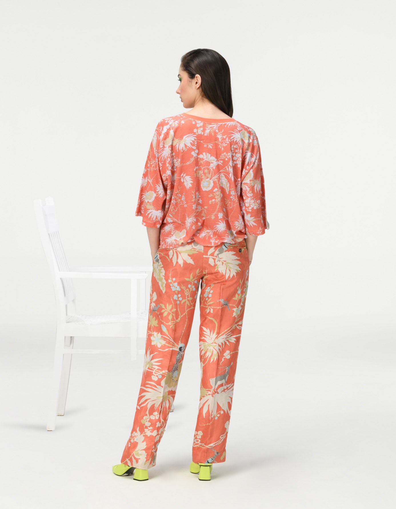 Breathable Linen Jersey Coral Half Sleeve T-Shirt for Women - Perfect for Summer Outings and Casual Wear