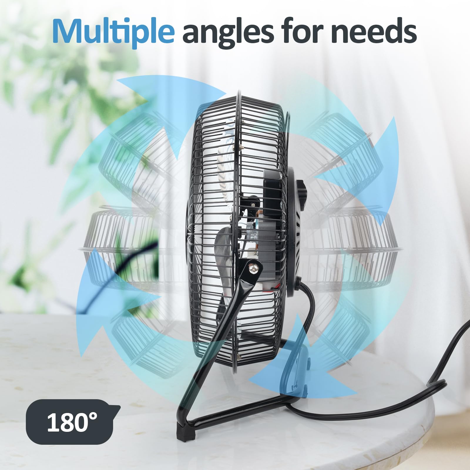 BEESTAR 9 Inch 3-Speed Quiet Floor Fan - Adjustable Tilt Metal Desk Fan for Home, Office & Bedroom - Portable Cooling Fan for Indoor Use, Personal Space & Workspace (Black)