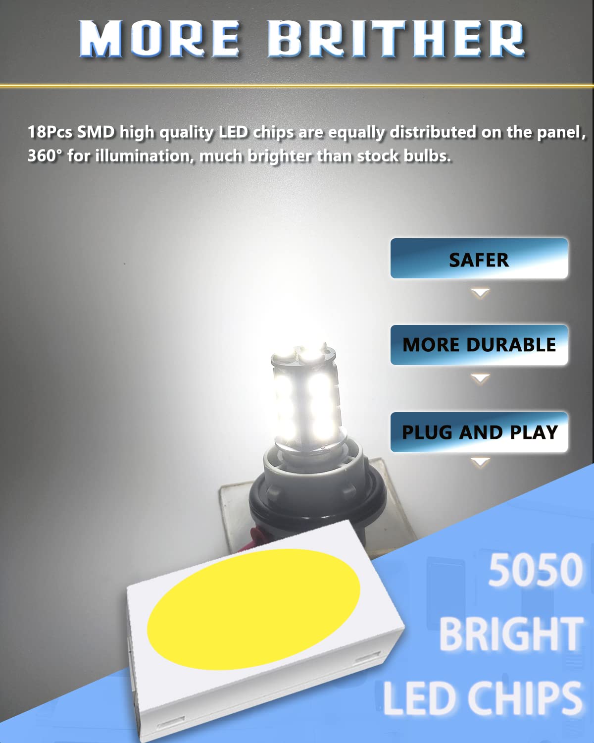 UNXMRFF 1157 2057 BAY15D LED Bulbs - Super Bright 5050 18-SMD White Light - Direct Replacement for Car Tail Brake Lights, Reverse Backup Lights, Parking & Daytime Running Lights (Pack of 10) - Perfect for Night Driving, Enhanced Safety & Vehicle Customization