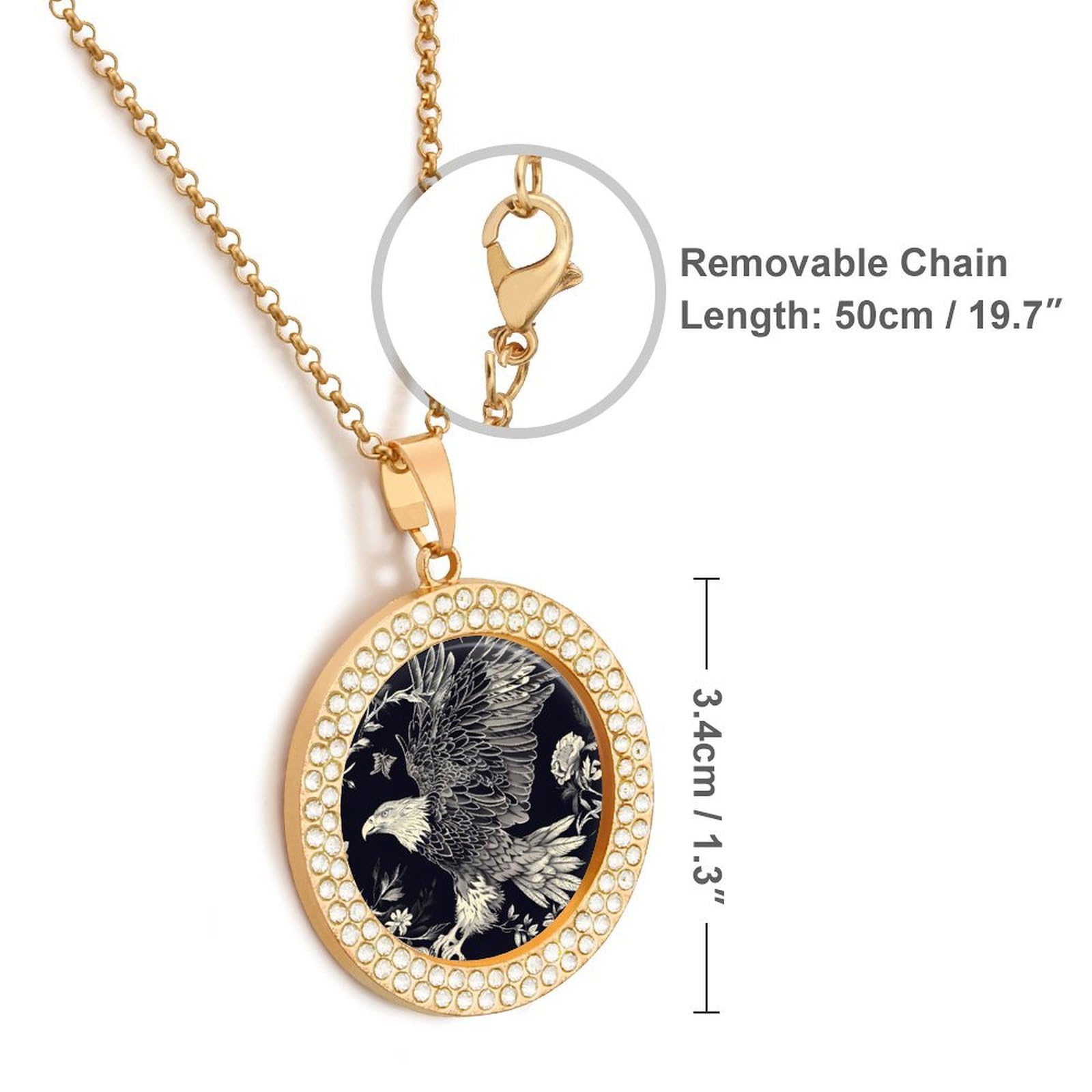 Eagle and Flower Multicolor Diamond Pendant Necklace for Women - Elegant Circle Jewelry Gift for Birthday, Anniversary & Special Occasions