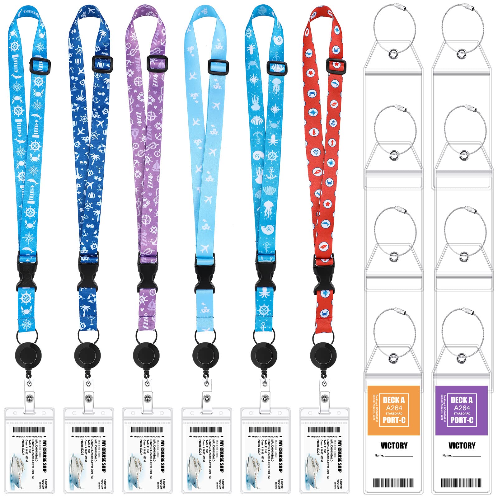 Retractable Cruise Lanyards with Luggage Tags - Waterproof ID Badge Holders for Carnival Cruises (Perfect for Travel & Events)