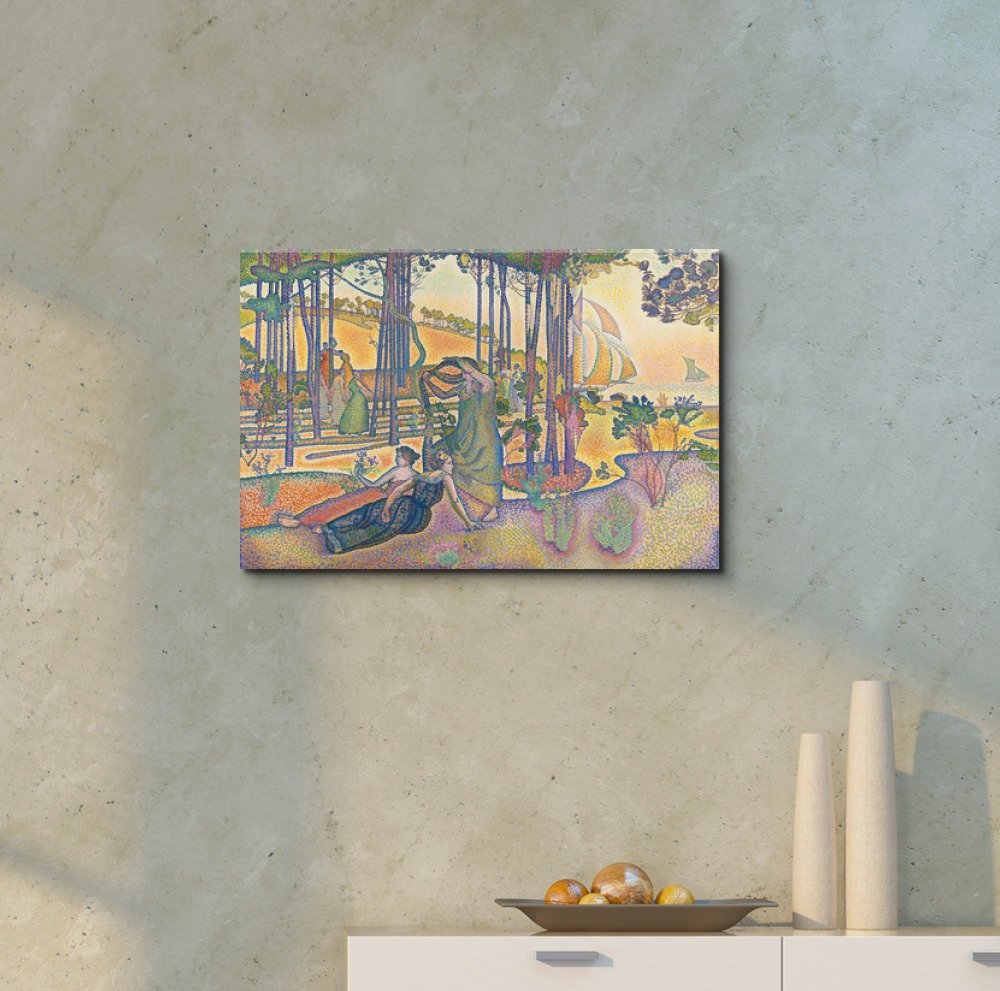 Henri-Edmond Cross 'The Evening Air' Canvas Print Wall Art - 32x48 Inch Famous Painting Reproduction - Home & Office Decor, Living Room, Bedroom Wall Art
