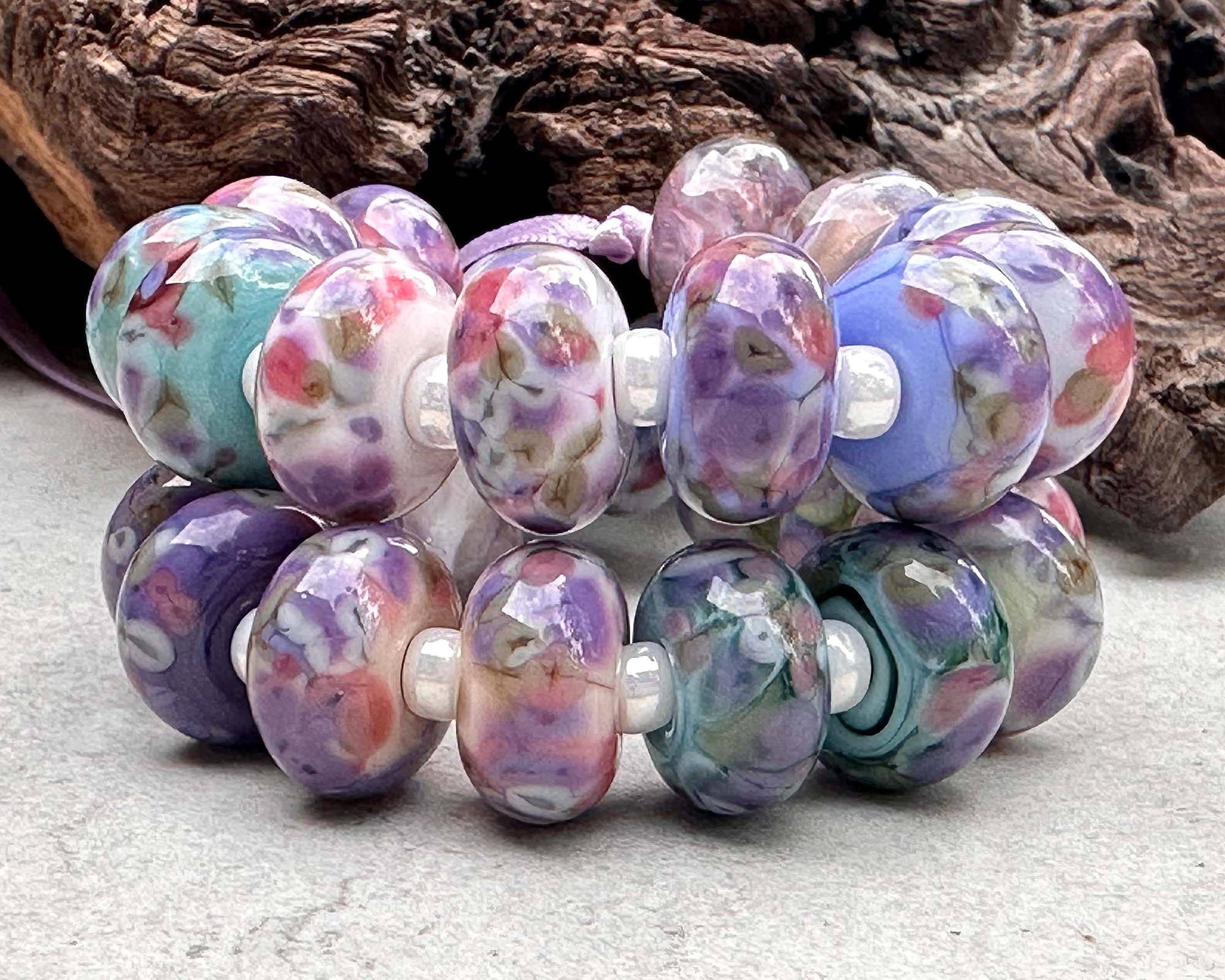 26 Picasso Mosaic Lampwork Beads Set - High Quality Glass Beads for Jewelry Making, DIY Crafts (SRA) - Perfect for Necklaces, Bracelets, Earrings and Art Projects