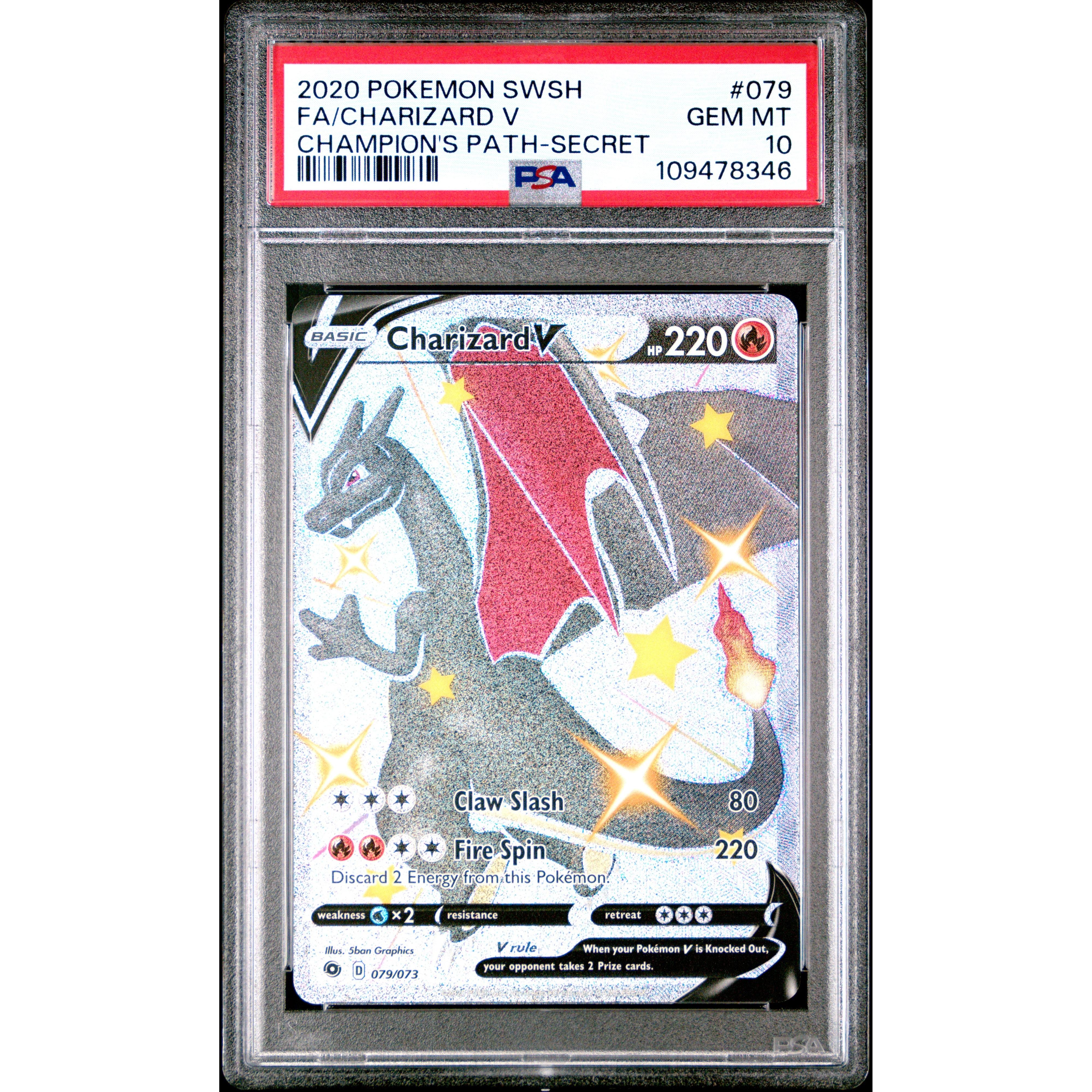 2020 Pokemon Champions Path Charizard V Secret 079/073 PSA 10 Graded Card - Rare Collectible for Trading Card Game Enthusiasts & Pokemon Fans - Perfect for Display, Investment & Competitive Play