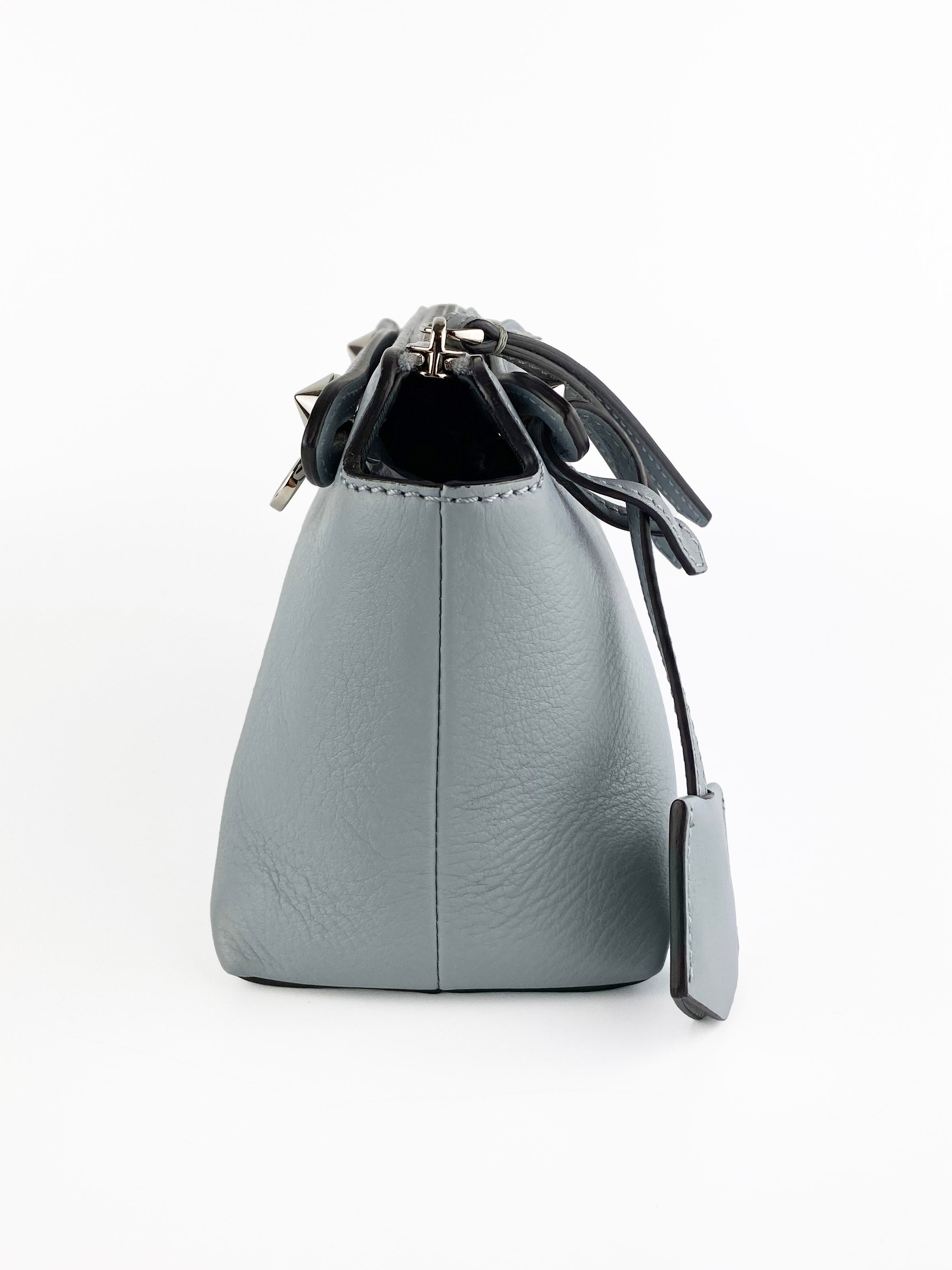 Fendi Light Blue By the Way Handbag with Floral Tail Charm - Perfect for Women's Everyday Use, Office, and Special Occasions
