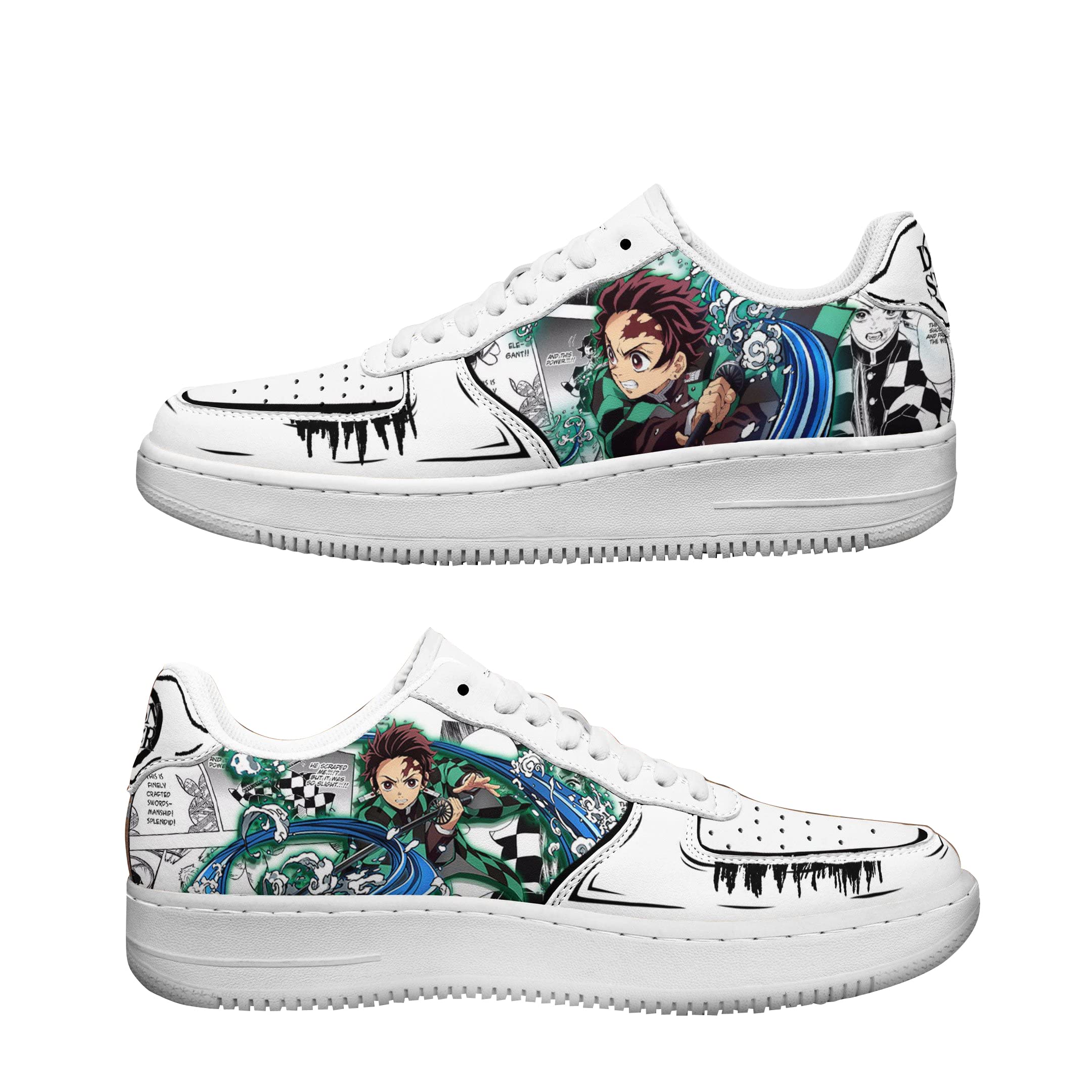 Custom Demon Slayer Tanjiro & Zenitsu Printed Low-Top Basketball Shoes - Anime Cosplay Sneakers for Men & Women - Perfect for Manga Fans, Outdoor Running & Japan-Themed Gifts
