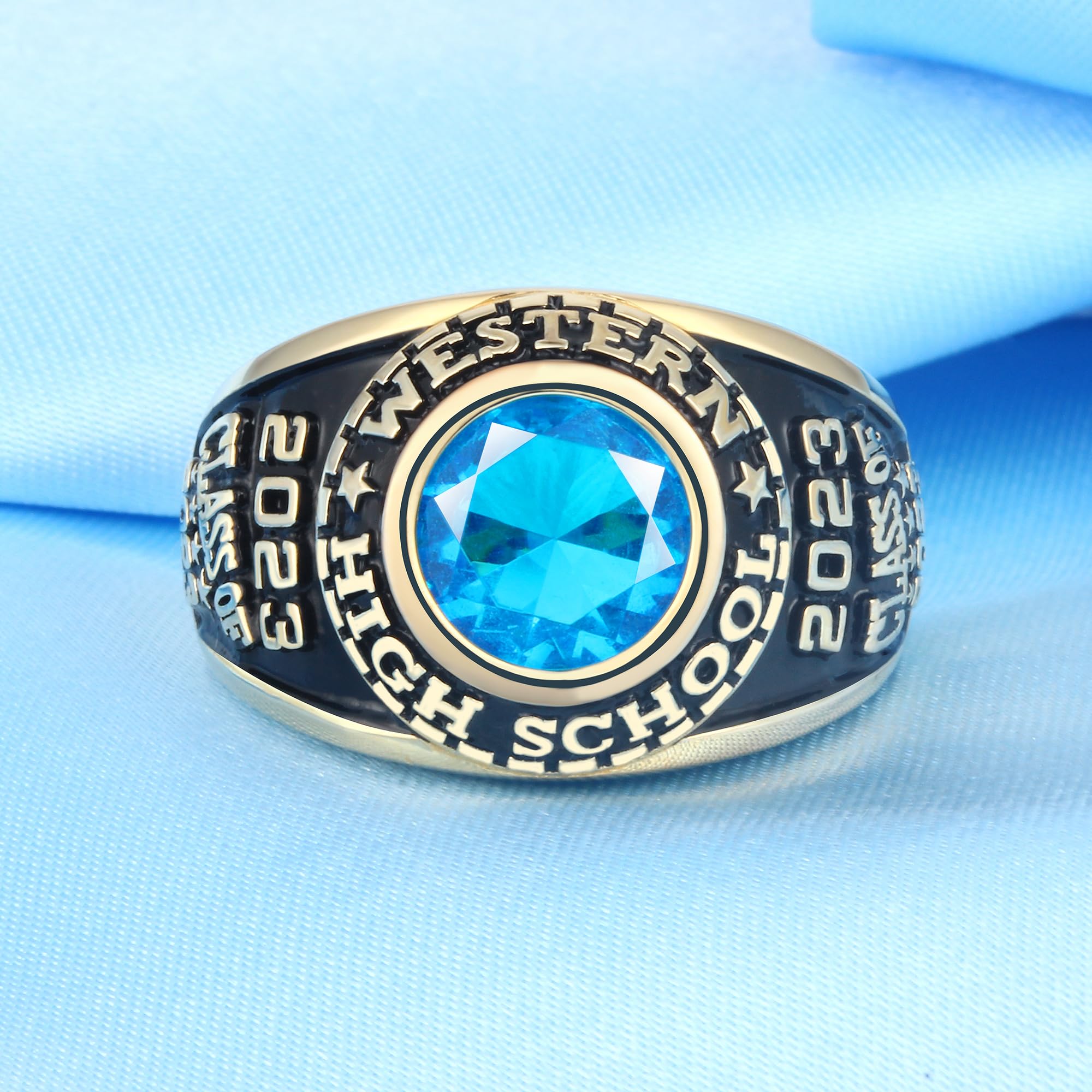 Custom Personalized Class Rings for Men & Women - Gold Plated & Sterling Silver High School & College Rings (Size 5-15) - Perfect for Graduation Gifts, Alumni Pride & Special Occasions