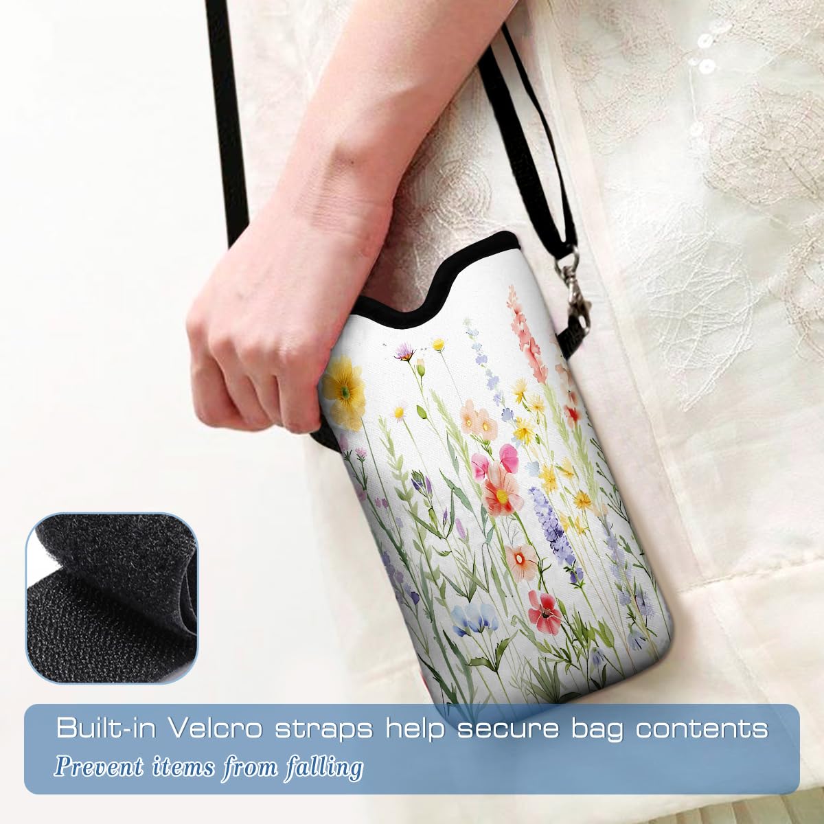 Floral Neoprene Phone Pouch with Strap - Waterproof & Lightweight for Outdoor Activities