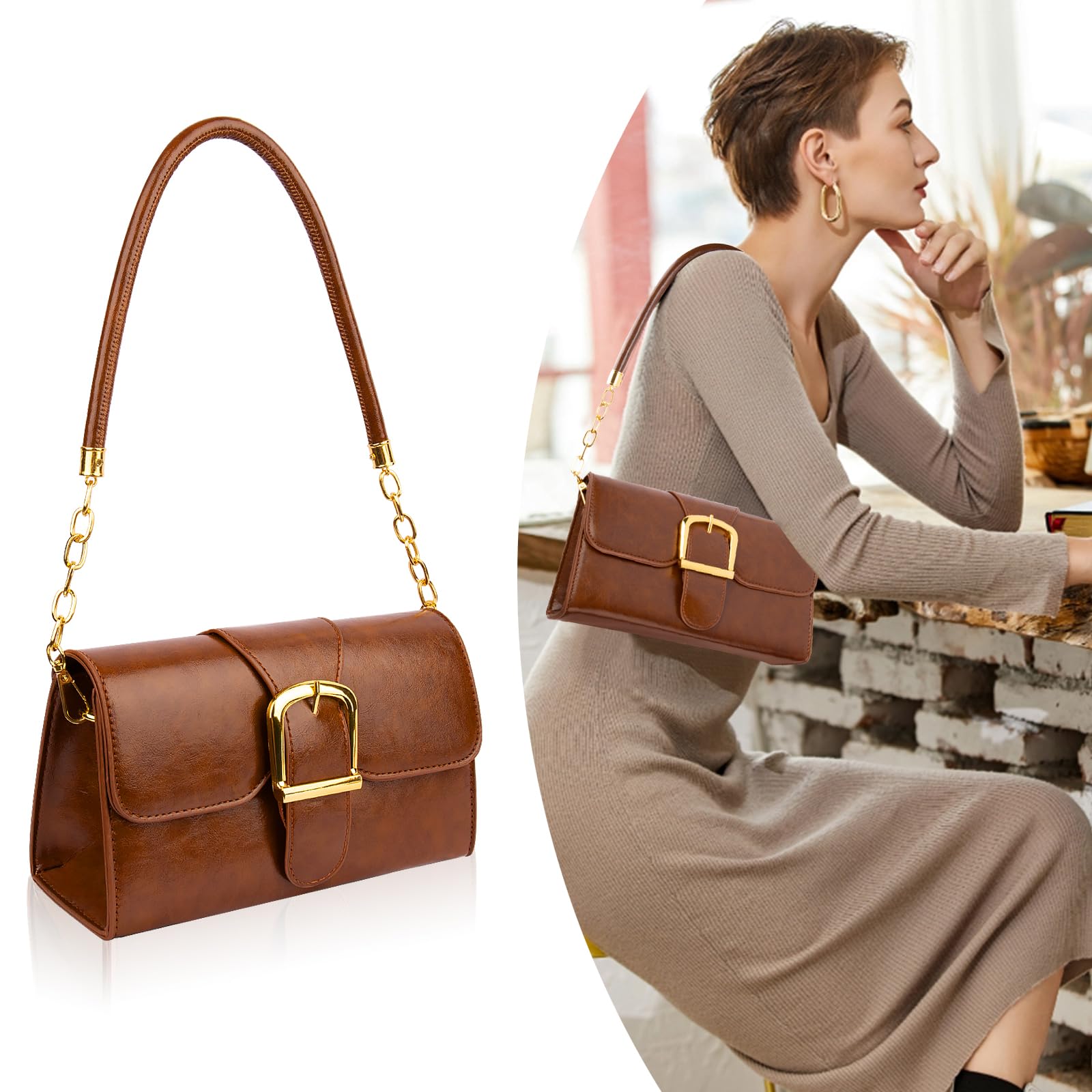 Stylish Women's Crossbody Shoulder Bag - Soft PU Leather Small Purse & Trendy Tote Clutch Handbag for Everyday Use, Work, Travel & Shopping