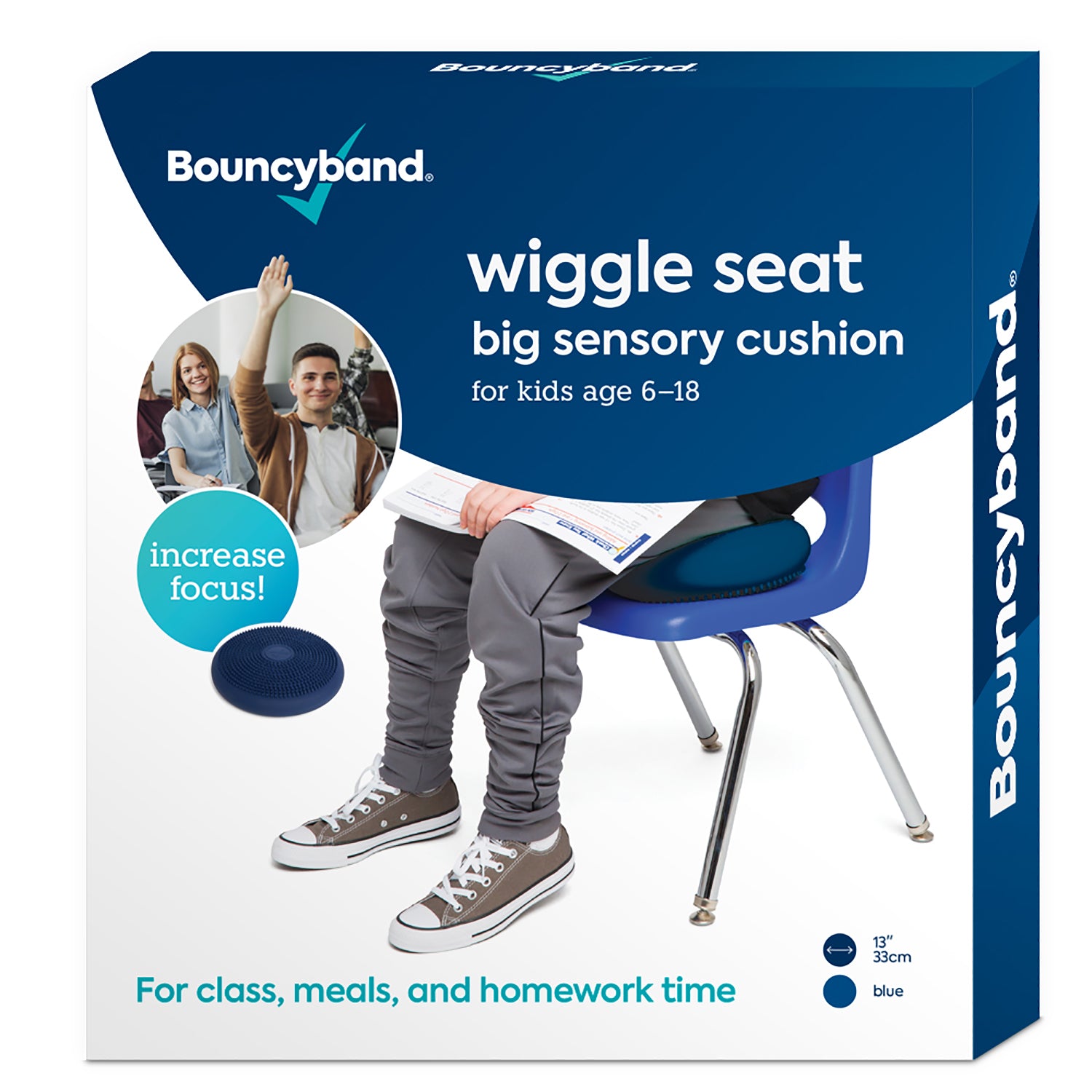 Bouncyband Big Wiggle Seat Sensory Cushion for Kids - Flexible Classroom & Office Chair Alternative - Improves Focus & Movement for ADHD, Autism - Perfect for School, Home & Work Use