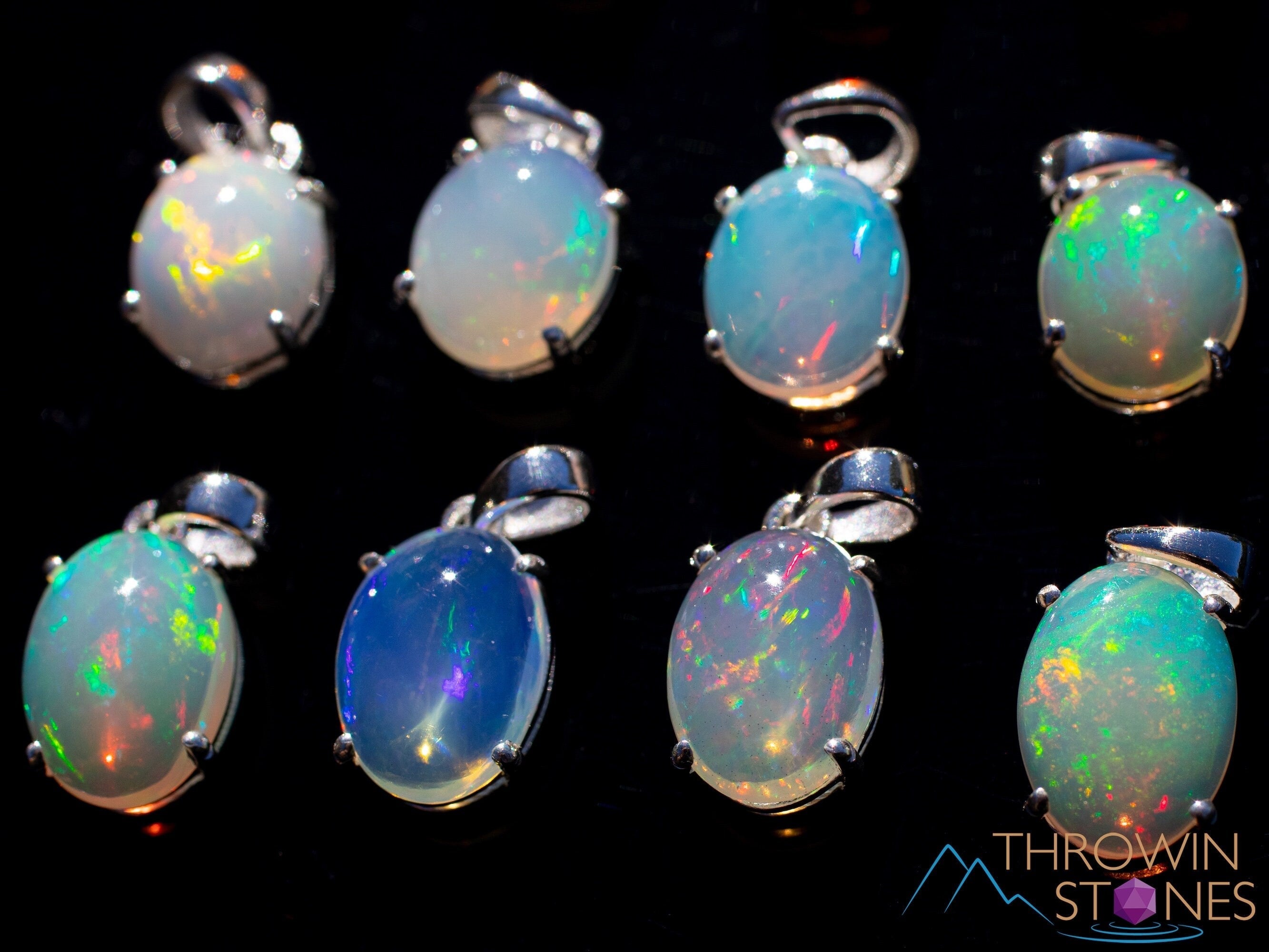 Opal Pendant Necklace - Sterling Silver Oval Welo Opal Cabochon Birthstone Jewelry (E1934) | Perfect for Gifts, Birthdays & Special Occasions