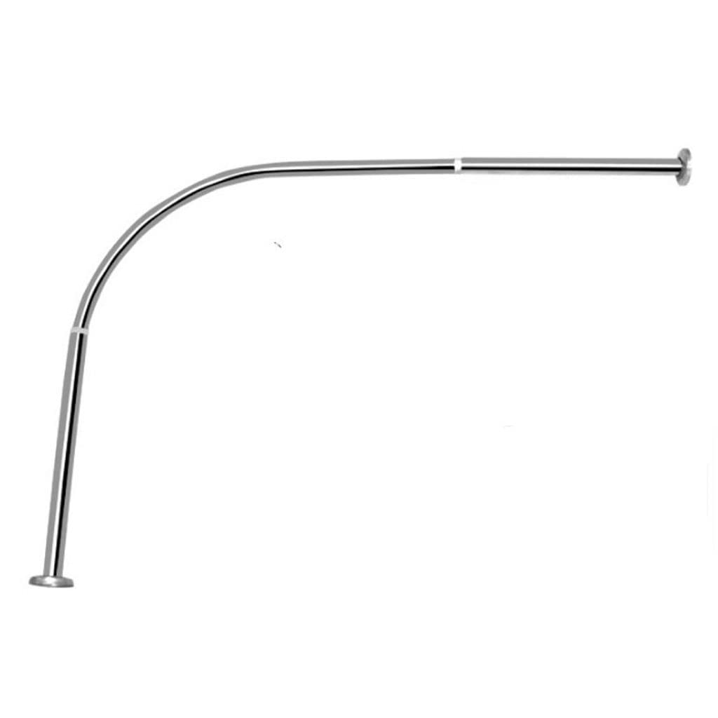 Stainless Steel L-Shaped Telescoping Shower Curtain Rod - No Drill Punch-Free Bathroom Curved Shower Rod with Clothes Drying Function for Fan-Shaped Showers (Perfect for Small Bathrooms & Space-Saving Storage)