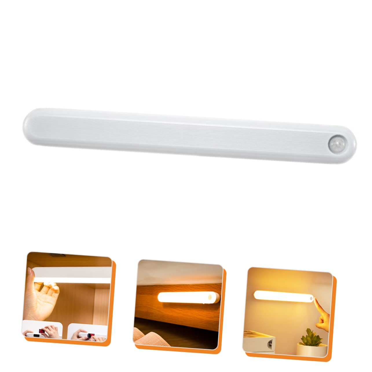 Artibetter USB Motion Sensor Night Light for Kids - Portable LED Closet Light with Auto On/Off, Soft Glow for Bedroom, Nursery, Hallway & Stairs (White Plastic)