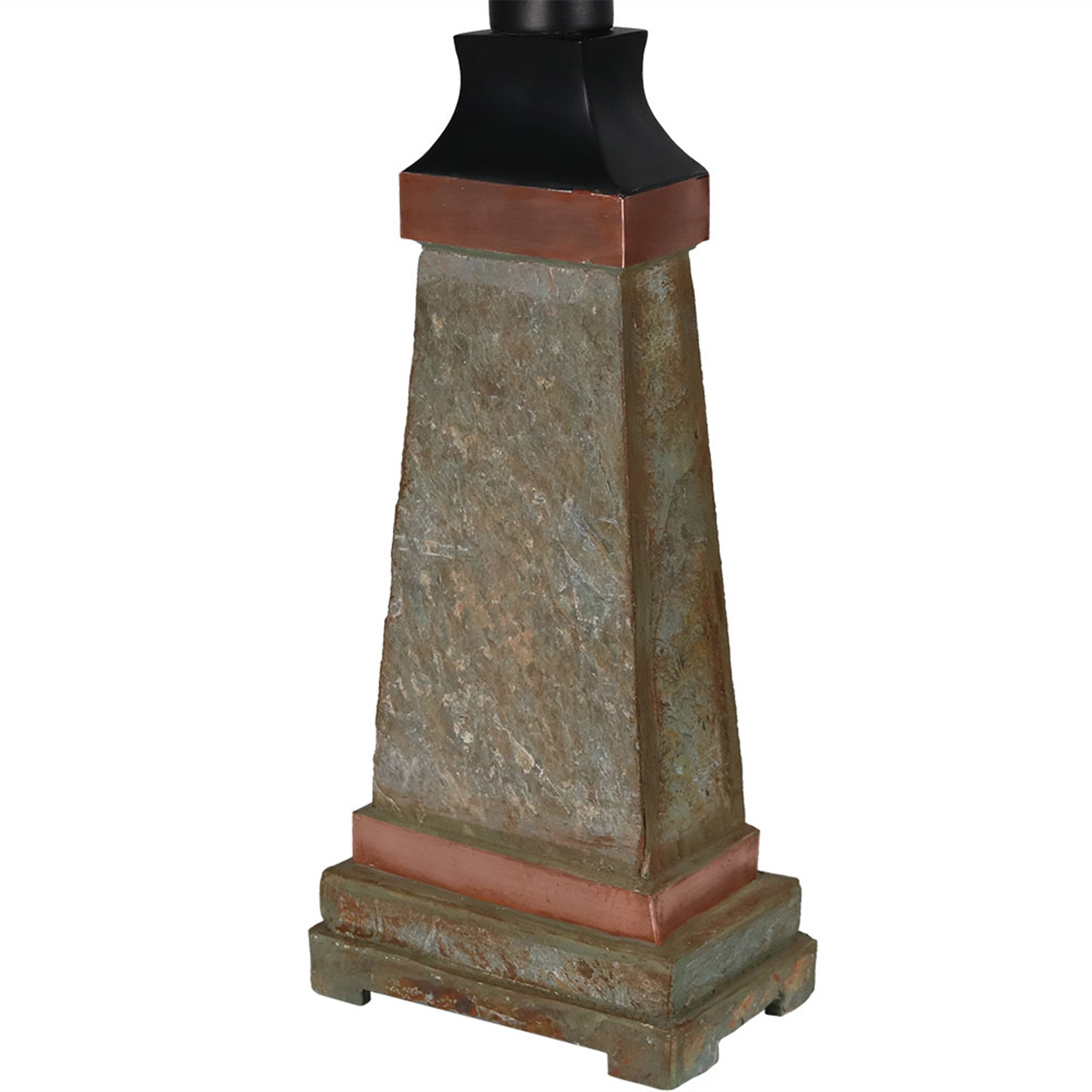 Sunnydaze Copper Trimmed Slate Outdoor Table Lamp - 30 Inch Height - Weather-Resistant Patio Lighting for Garden, Porch & Backyard Decor