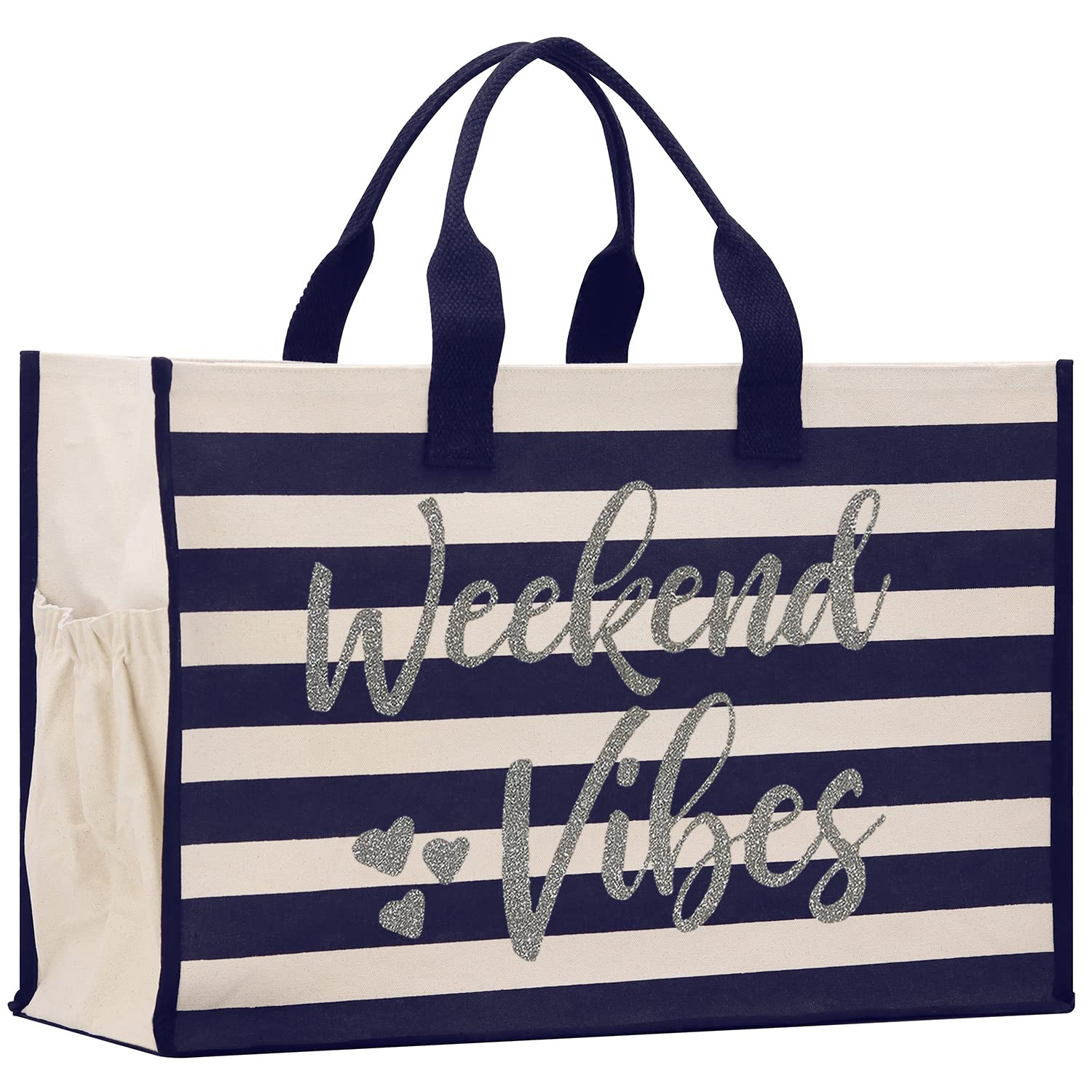 Vanessa Rosella XL Beach Tote Bag - Cotton Canvas Cabana Bag with Zipper for Pool, Travel & Picnic