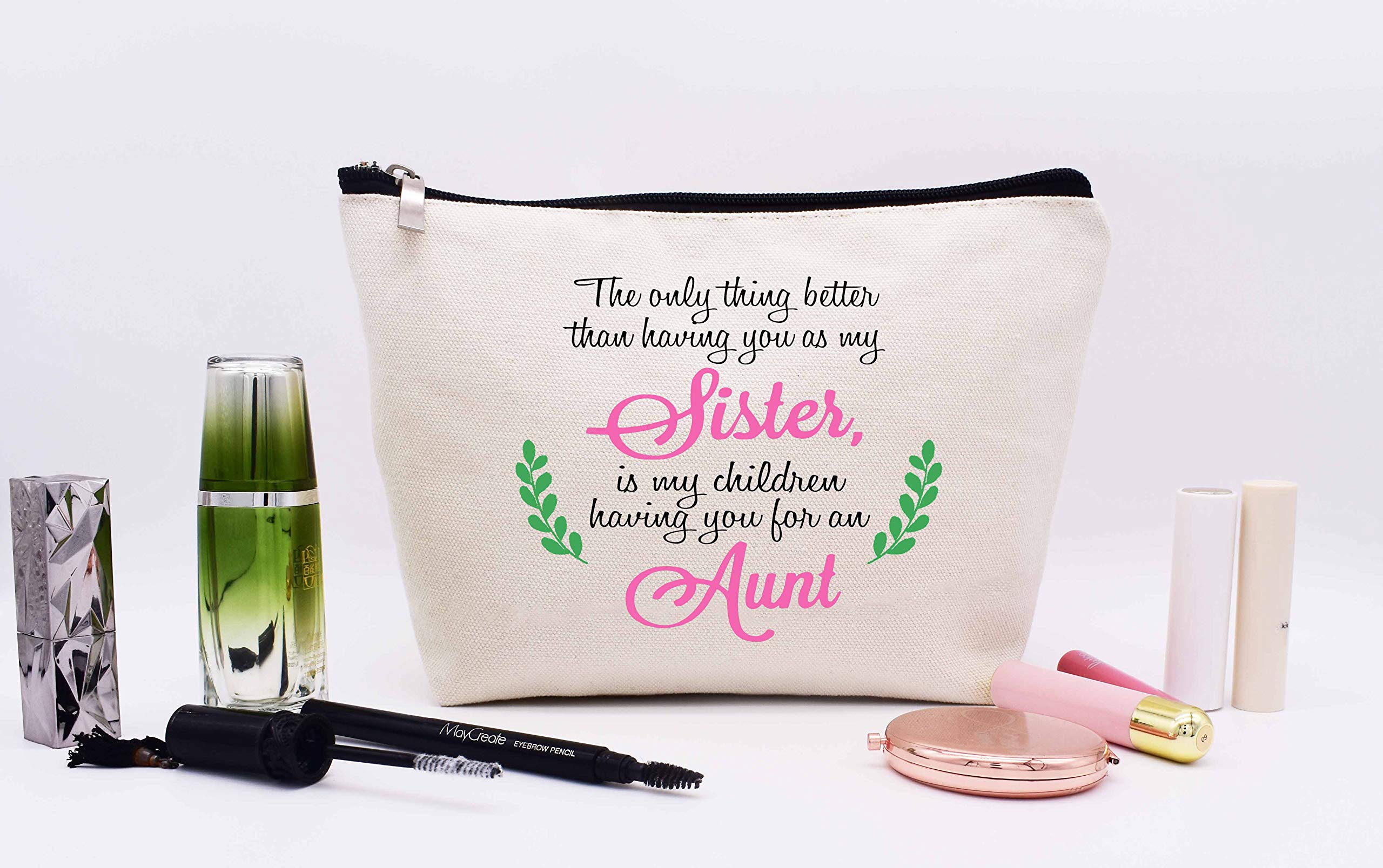 Premium Makeup Bag & Cosmetic Travel Pouch - Perfect Sister Gift, Pregnancy Announcement Present for Aunt-to-Be - Ideal for Birthday, Christmas, Mother's Day & Thanksgiving - Great for Travel, Daily Use & Special Occasions