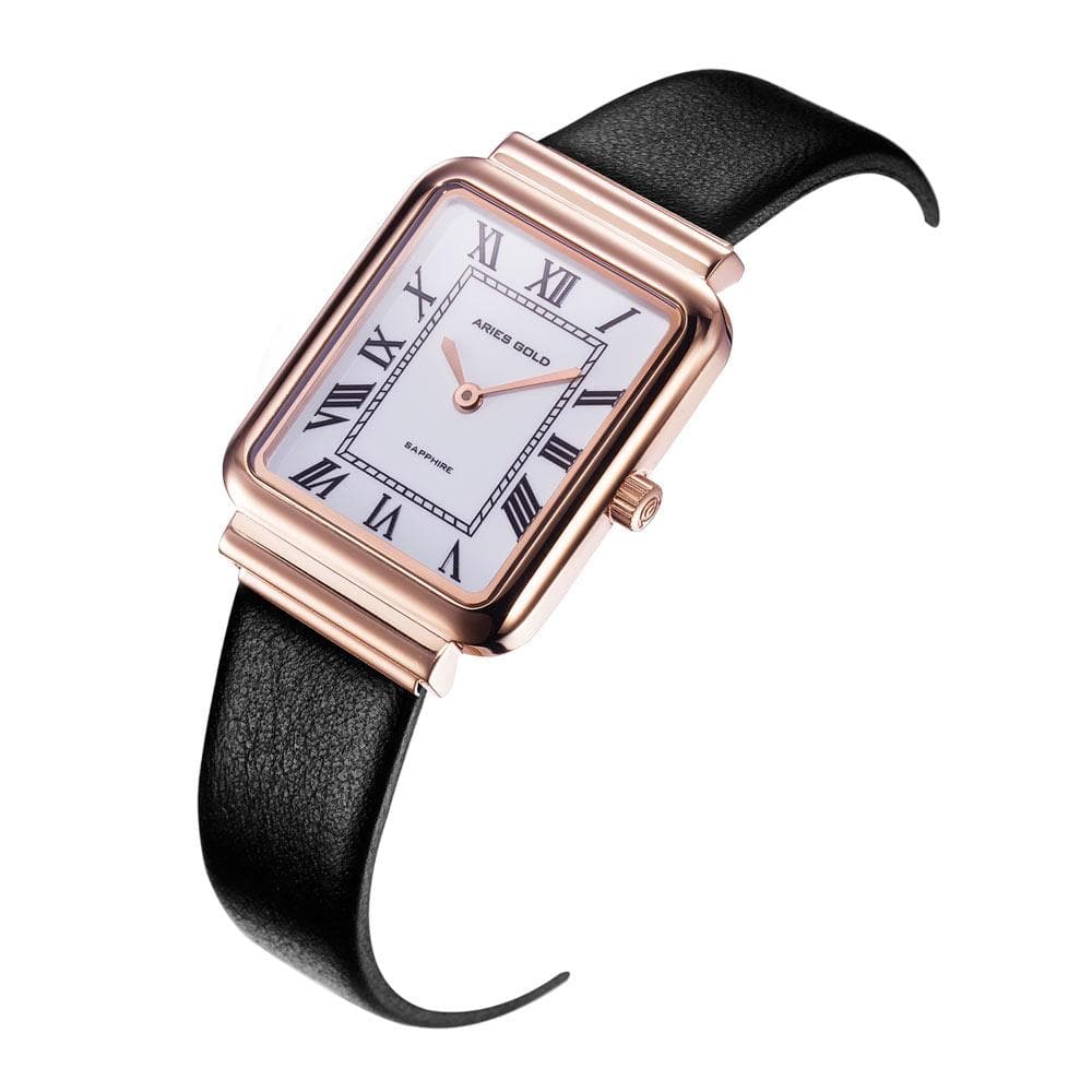ARIES GOLD ENCHANT Isabella Rose Gold Stainless Steel Women's Watch with Leather Strap - Perfect for Everyday Wear, Office & Special Occasions