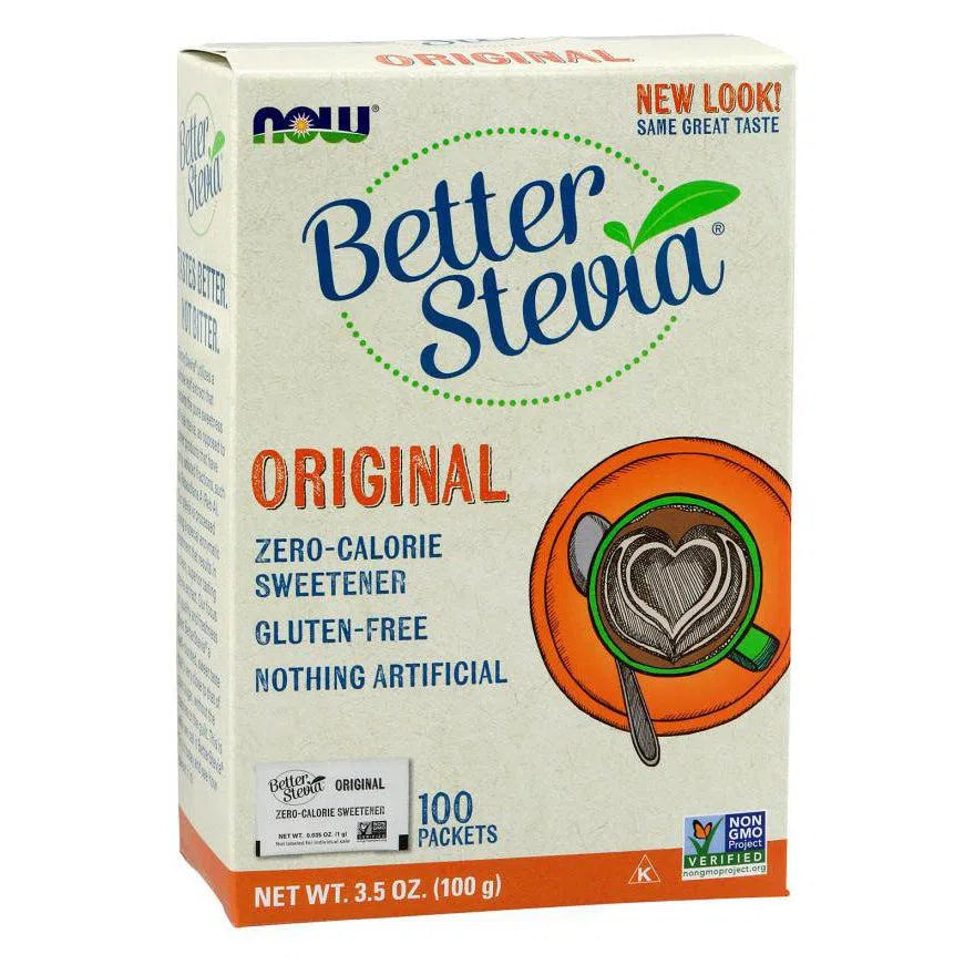 NOW BetterStevia Original Zero Calorie Sweetener Packets - Perfect for Coffee, Tea, Baking & Keto Diet (100 Packets)