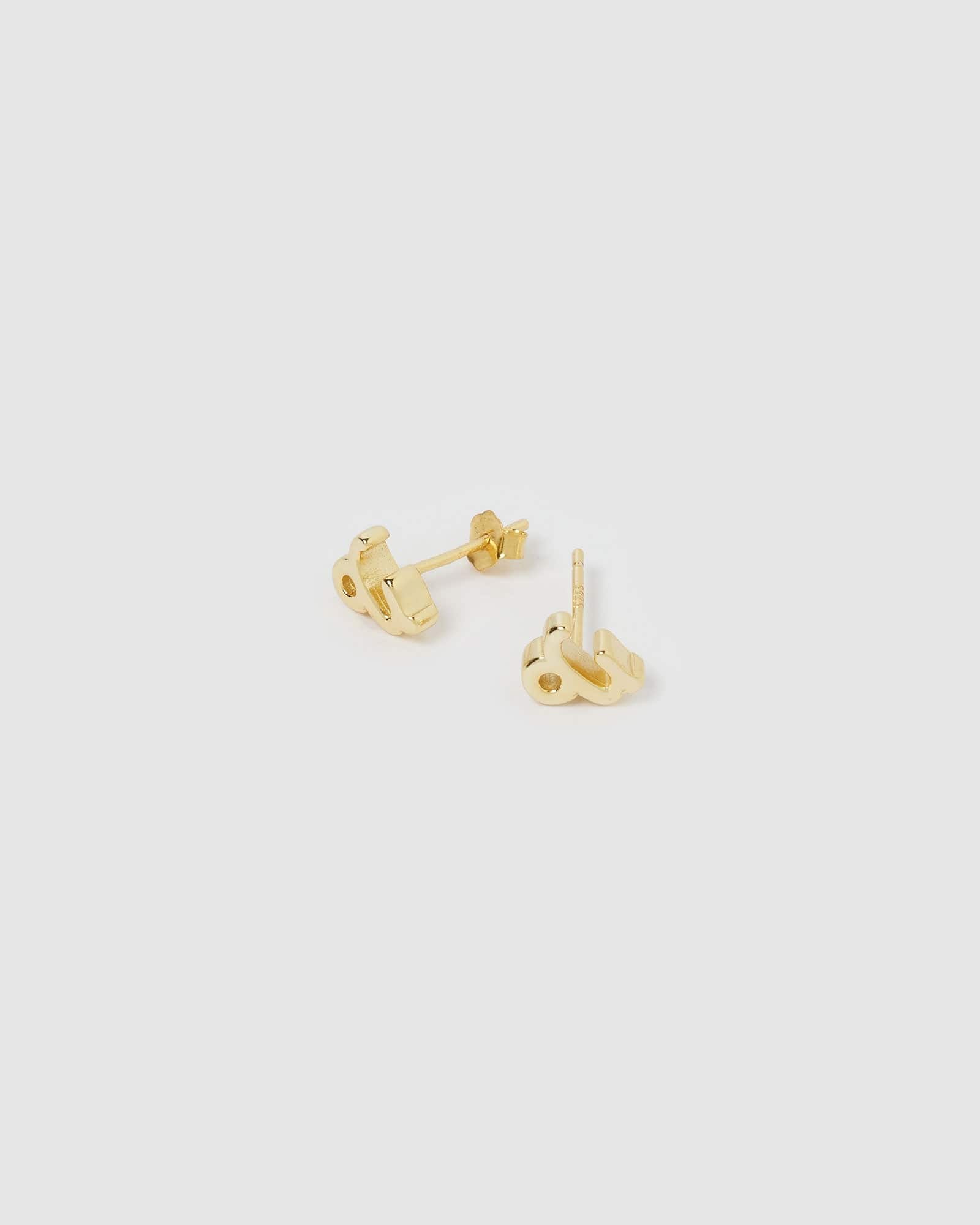 Izoa Capricorn Zodiac Sign Gold Stud Earrings - Perfect for Birthdays, Gifts & Astrology Lovers