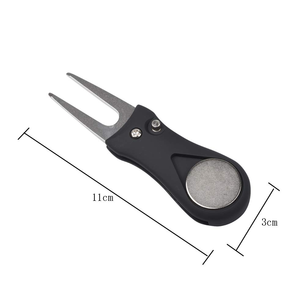 Premium Golf Divot Repair Tool with Magnetic Pop-Up Button & Detachable Ball Marker – Foldable Stainless Steel Switchblade Design for Quick Greens Repair | Perfect for Golfers, Tournaments & Practice Rounds