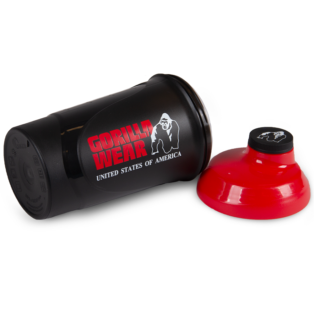 Gorilla Wear Wave Shaker 20.3 oz Protein Shaker Bottle - Black/Red - Perfect for Gym, Workouts & Post-Training Recovery