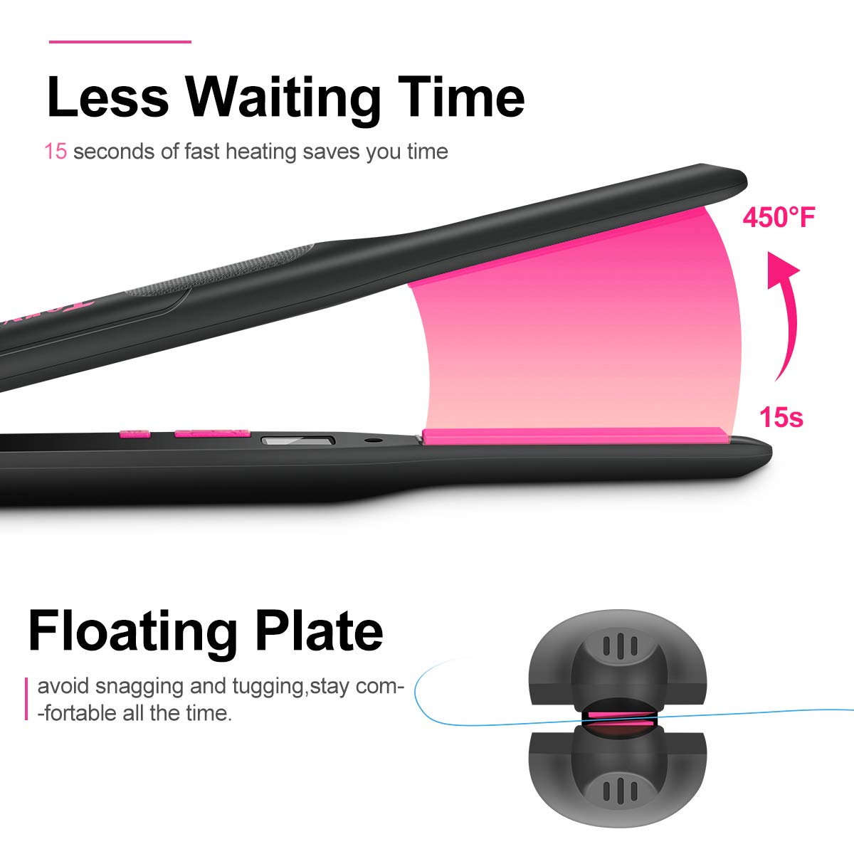 Terviix Pink & Black Pencil Flat Iron for Hair - Ultra Slim Styling Tool for Straightening, Smoothing & Creating Sleek Hairstyles | Perfect for Home Use, Travel & Salon Styling