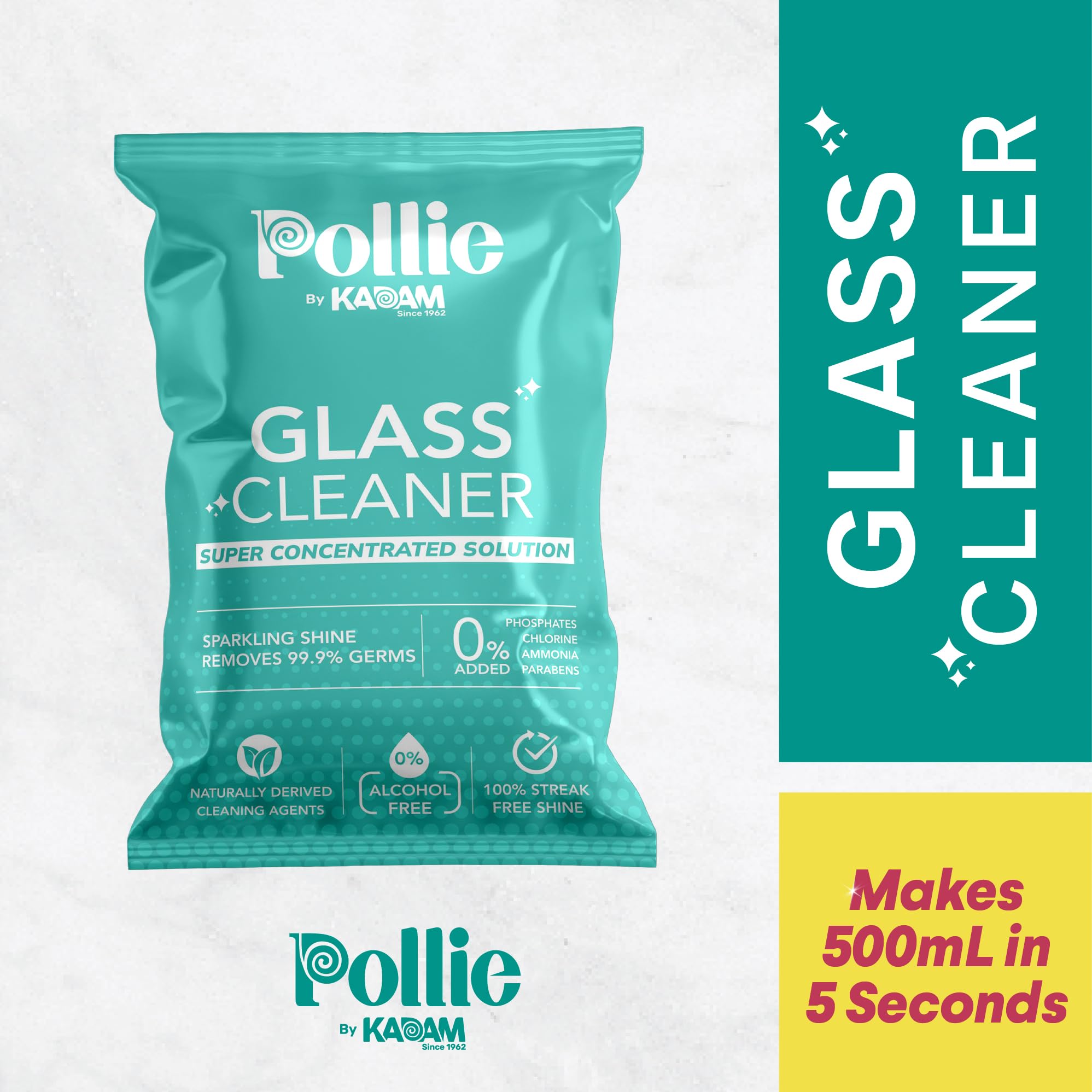 Pollie Alcohol-Free Glass Cleaner Refill - 3 Pack (1.6L) | Streak-Free Windshield & Window Cleaner Spray | Anti-Fog Formula & Hard Water Spot Remover | Safe for Car, Home & Office Glass | Fresh Scent Cleaning Solution for Mirrors, Screens & Glass Surfaces