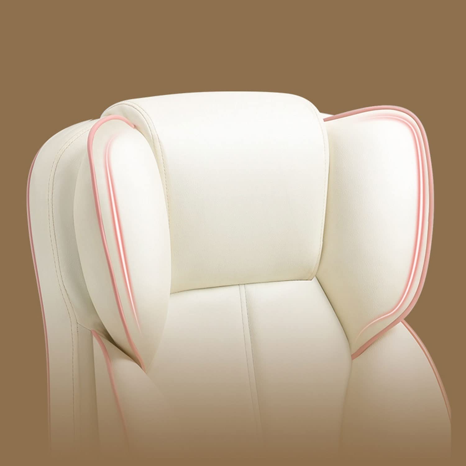 Ergonomic Executive Office Chair with Footrest - PU Leather Computer Desk Chair with Double-Layer Thickened Headrest & Padding - Comfortable Reclining Boss Chair for Home & Office (Beige) - Perfect for Long Work Hours, Gaming & Remote Work