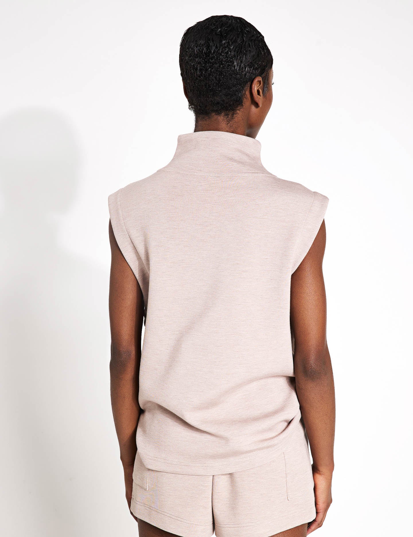 Magnolia Half Zip Tank Top for Women - Soft & Breathable Taupe Marl Pullover - Perfect for Yoga, Gym & Casual Wear