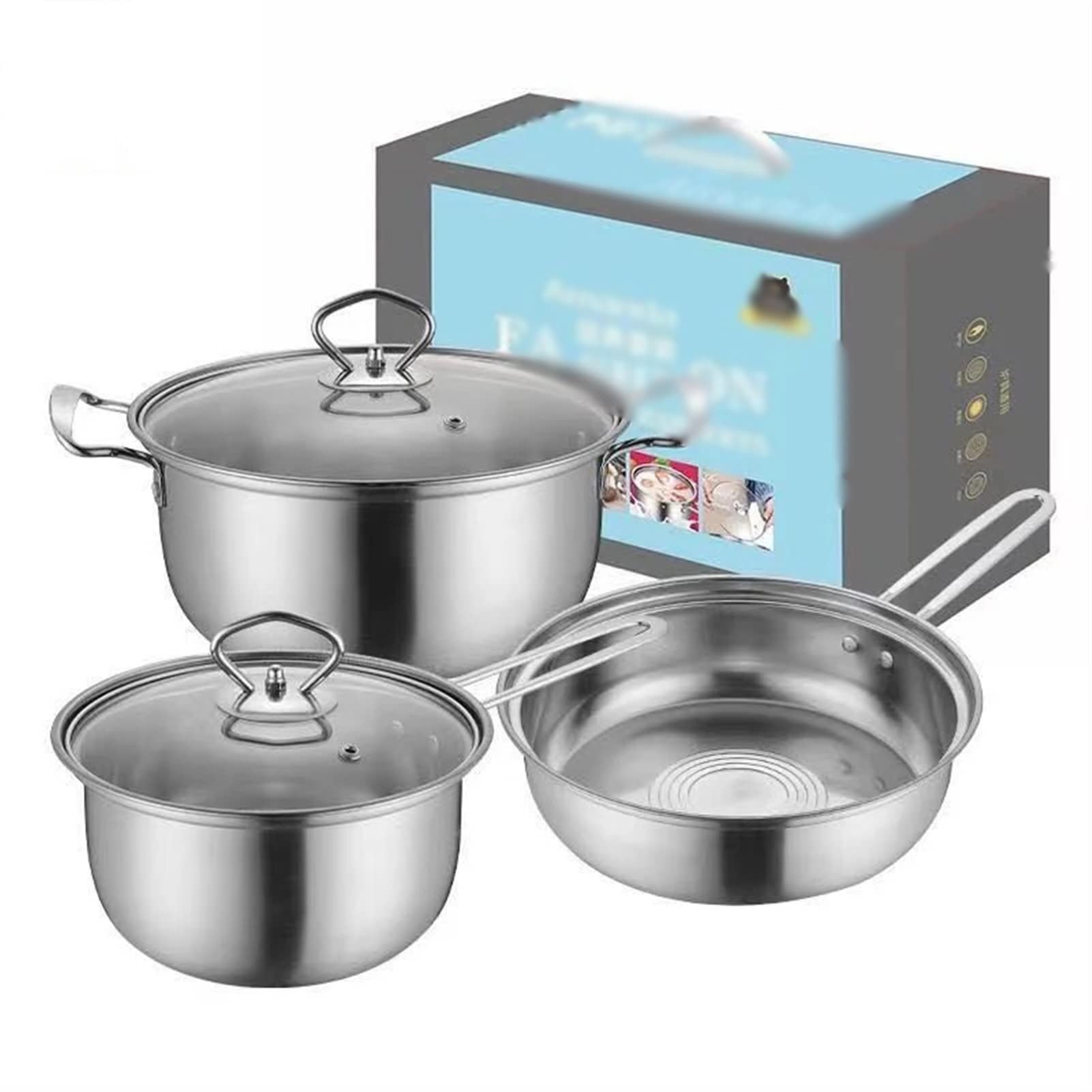 Premium Stainless Steel Cookware Set - 6-Piece Nonstick Frying Pan, Pressure Cooker, Soup Pot & Steamer - Kitchen Essentials for Braising, Stewing & Milk Heating (Silver, One Size) - Perfect for Home Cooking, Meal Prep & Professional Kitchens