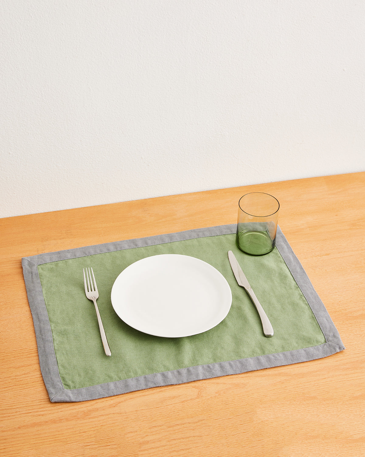 Premium Pistachio & Mineral 100% French Flax Linen Trim Placemats Set of 4 - Elegant Table Setting for Dining, Parties & Home Decor