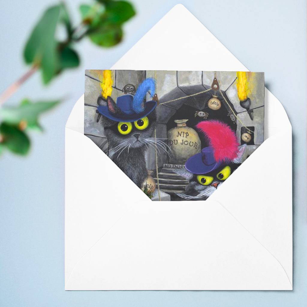 Catnip Bandits Funny Cat Greeting Card - Whimsical Feline Design by Tamsin Lord - Perfect for Cat Lovers, Birthday Cards & Thank You Notes