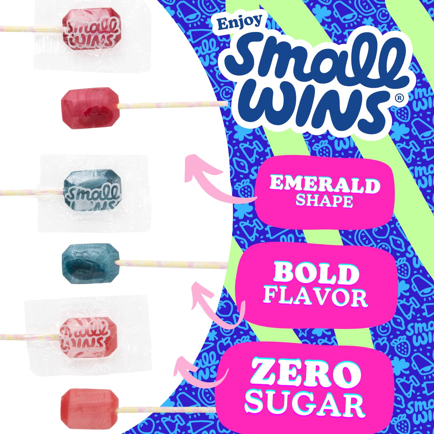 Sugar Free Lollipop Suckers by Jayson Tatum - Enjoy Small Wins Candy | Low Calorie, Non-GMO, Organic Plant-Based Snacks | Lemonade Flavors Variety Pack (12 Count, 4.23 Oz) | Perfect for Keto Diet, Office Treats & Party Favors
